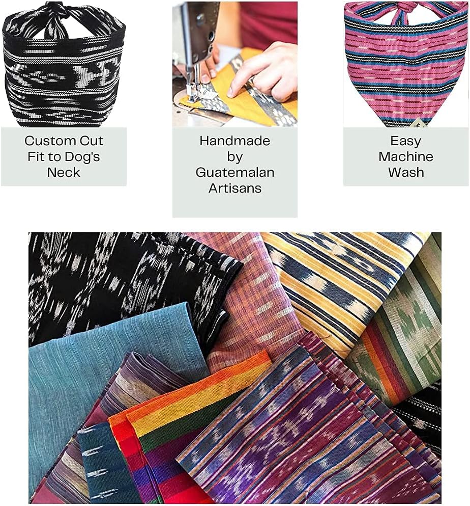 Sam & Nala Dog Bandana, Handmade in Guatemala for Large, Medium and Small Dogs, Each Piece is Uniquely Woven Like Your Pup, Double-Layered Custom-Cut, Washing Machine Safe (Esperanza, L)