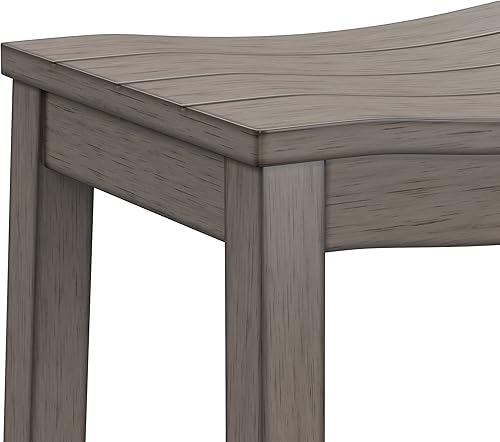 Miniatura 5 de Hillsdale Fiddler Taburete de madera sin respaldo con asiento estilo silla de montar, gris envejecido gris (Aged Gray),marino,Negro -,Blanco
