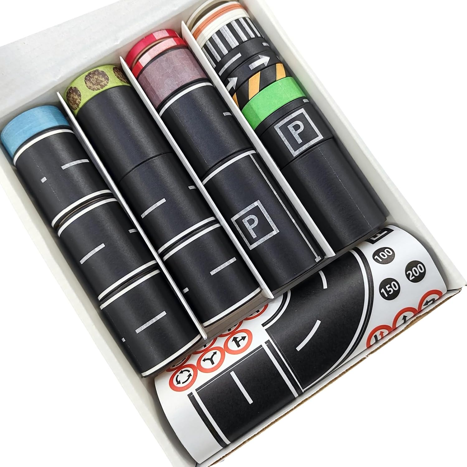 Roadway Sticker Tape Adhesive Road Sign Sticker Roadway Track Marking Tapes for Journal Scrapbooking Home Decoration Reflective Street Tape