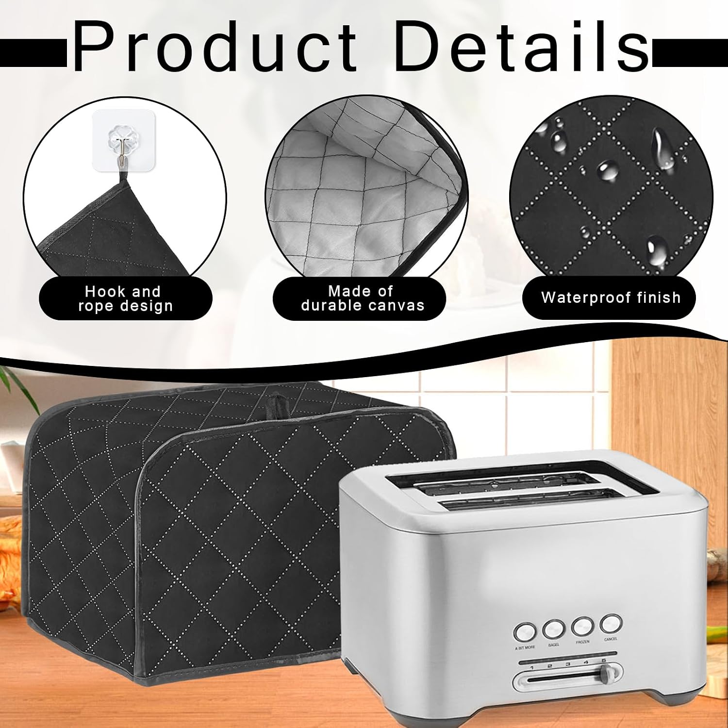 Toaster Cover 2 Slice with Hook，Durable canvas image 3