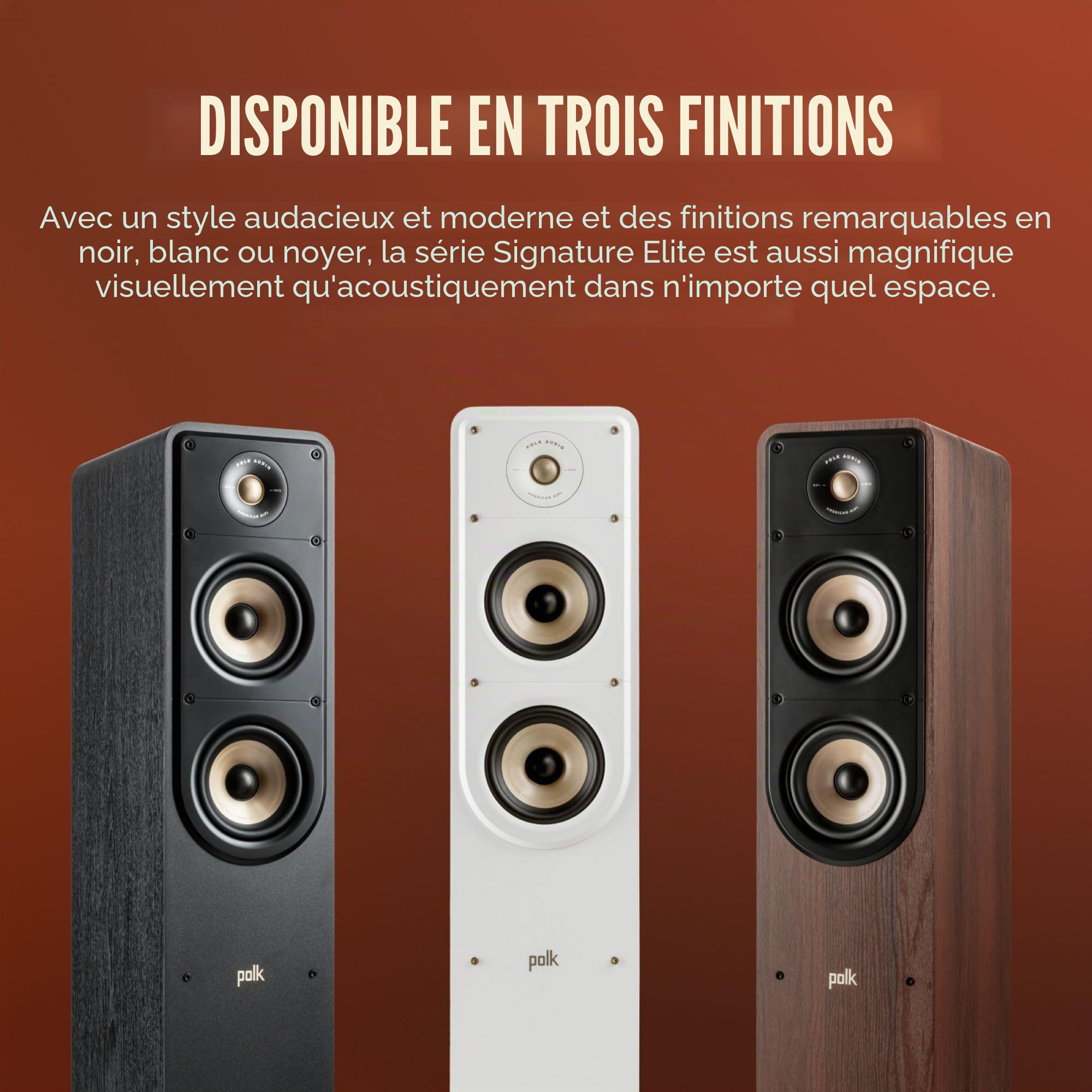 Polk Audio Signature Elite ES50 Enceinte Colonne Hi-Res, Compatible Dolby Atmos/DTS:X (Pièce) - Blanche