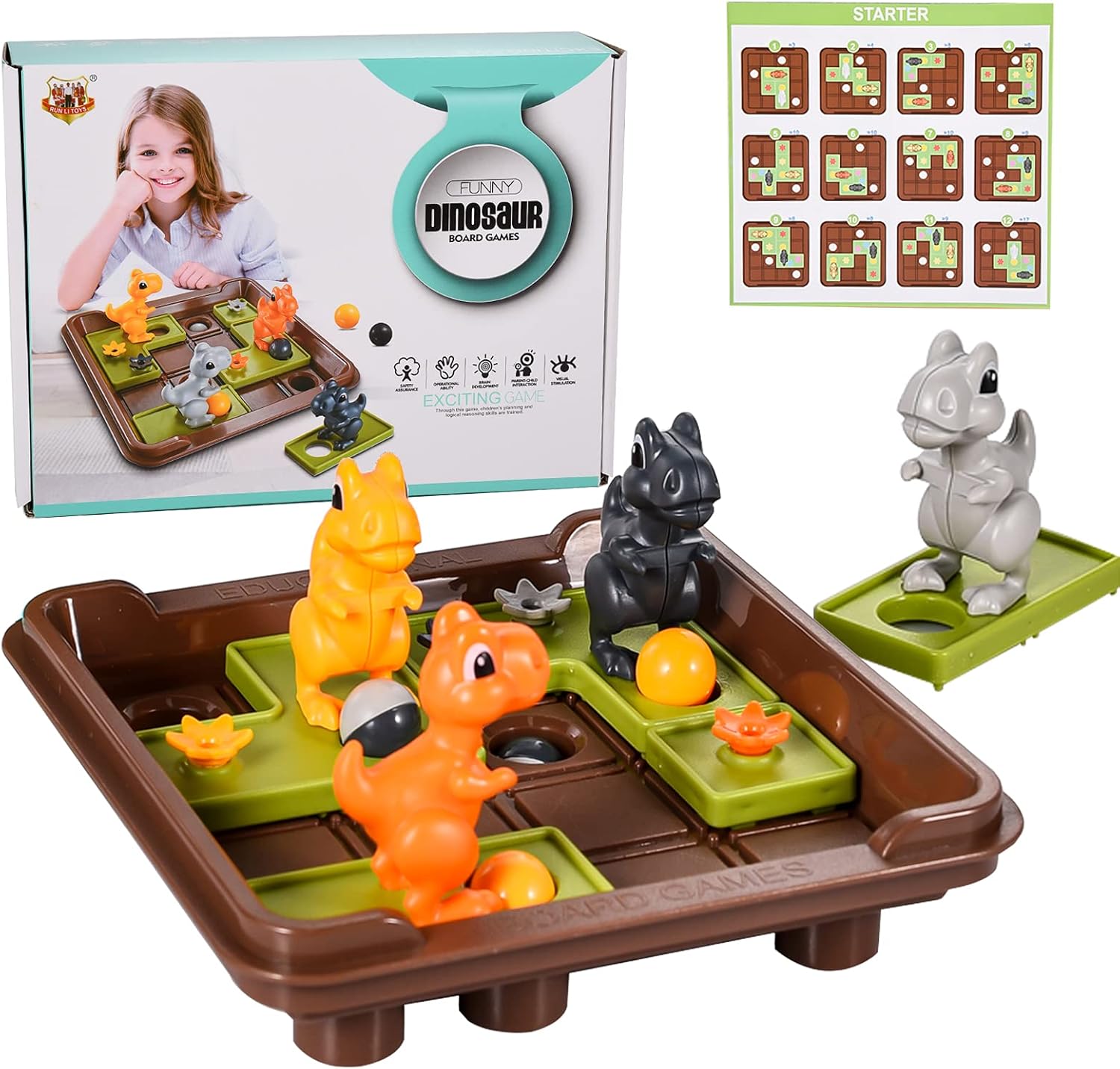 FORMIZON Juegos de Lógica, Juguetes Montessori, Juguetes Educativos de Dinosaurio Juguetes Aprendizaje, Rompecabezas Niños, Juego de Tablero Juegos de Rompecabezas para Niños