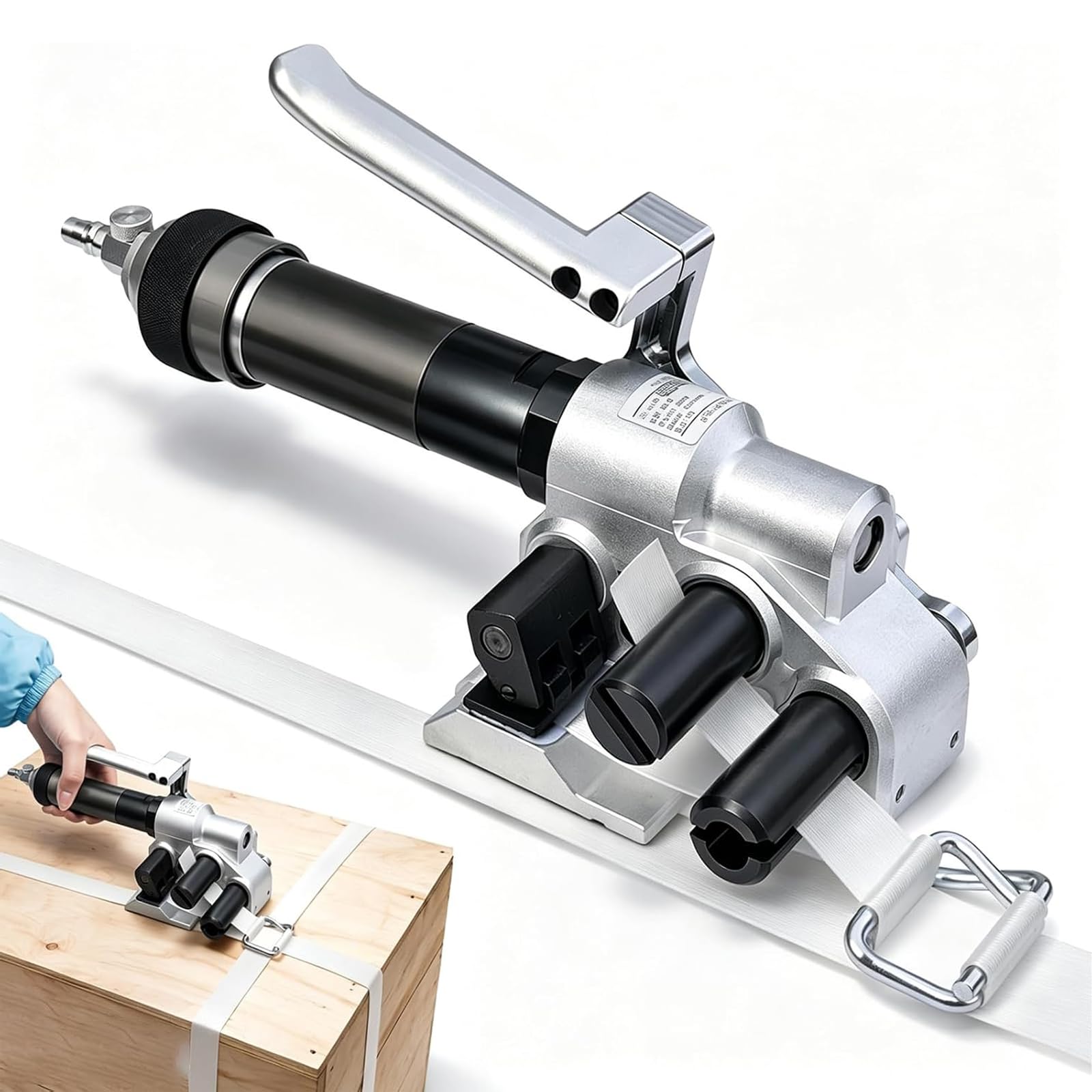Thyxgs X50 Composite Strap Tension Cutter Machine, Pneumatic Strapping Tool For Fiber Straps, Pallet Banding Strapping Kit, Packaging Banding Tool, 7500N Tension, For 0.7-1.9" Polyester Cord Strap