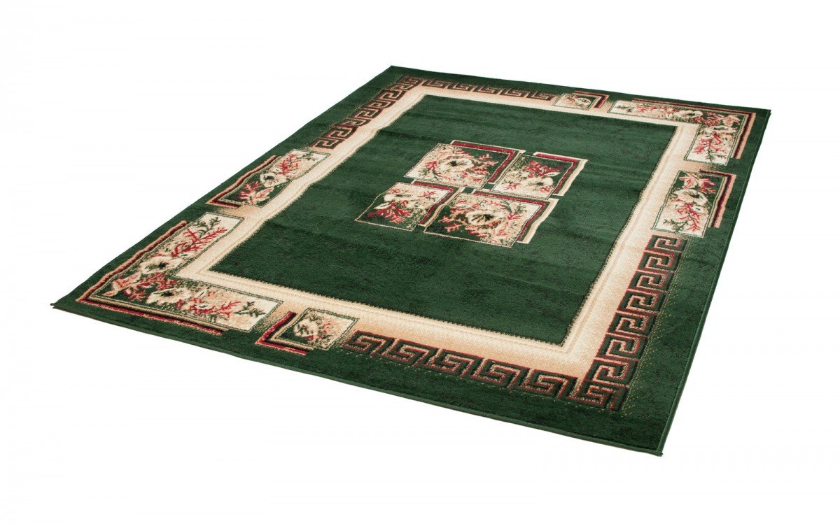 Tapiso Atlas dywan z krótkim włosiem, designerski, nowoczesny, abstrakcyjny, czworokątny, kwiatowy, grecki wzór, zielony, kremowy, do salonu, jadalni, Ökotex 160 x 230 cm