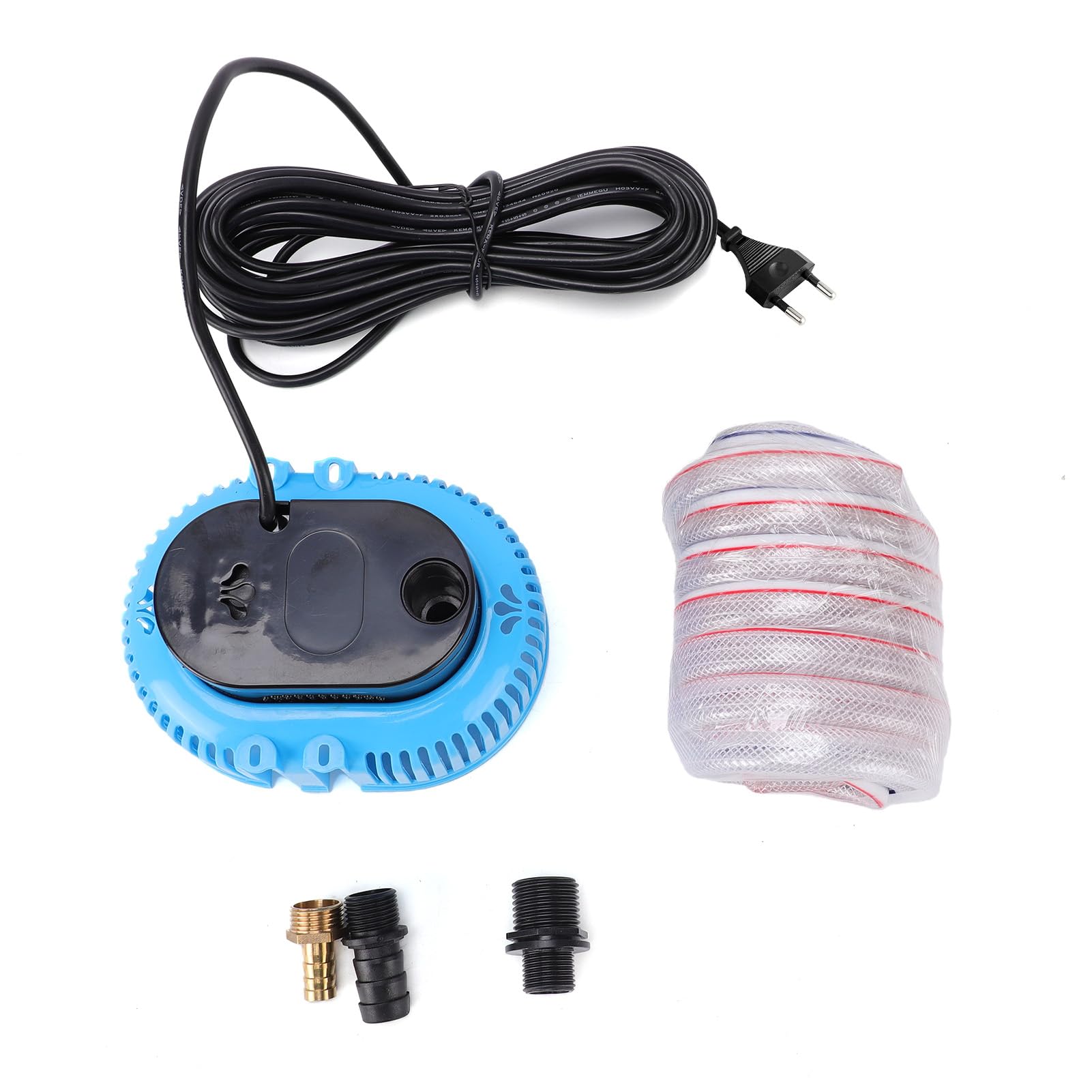Luocute Bomba de Cubierta para Piscina, Bomba de Agua Sumergible Automática de 850 GPH con Manguera de Drenaje de 16 Pies y 3 Adaptadores, para Piscinas sobre el Suelo, Sótanos (Enchufe europeo