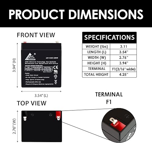 Miniatura 2 de 12V 4.5Ah selló el poder de ECI de la batería de plomo