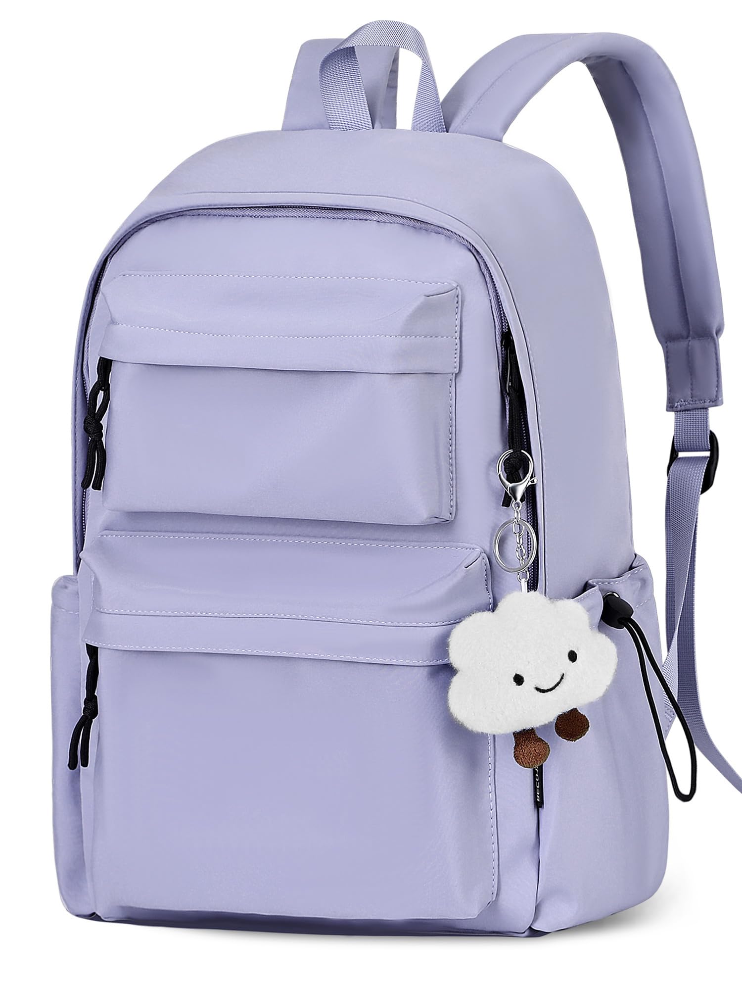 BECOJADDE Rucksack Für Damen Und Mädchen, Passend Für 15,6-Zoll-Laptops, Leicht, Wasserabweisend, Großes Fassungsvermögen, Mit Diebstahlschutzfach, Ideal Für Schule, Uni, Reisen Und Arbeit, Lila