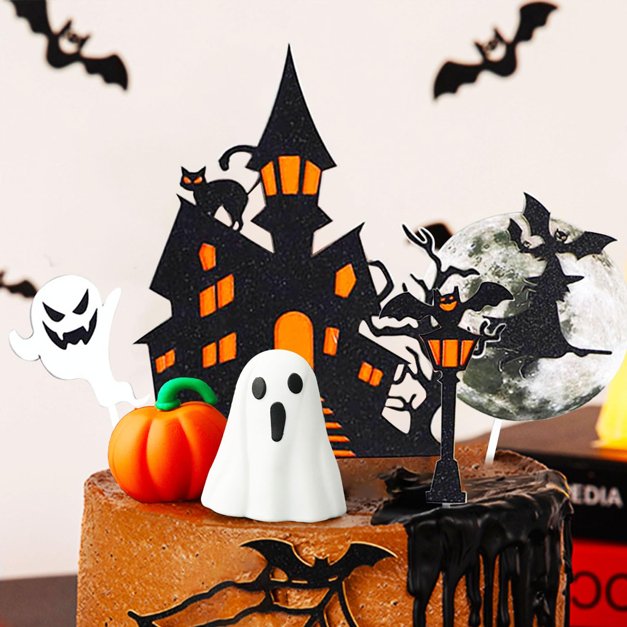 Roaring Good Time Halloween Cake Decoration Withch Ghost Haunted House Cake Topper Witch Cake Topper Pumpkin Cake Decoration Halloween Party Supplies - Image 2