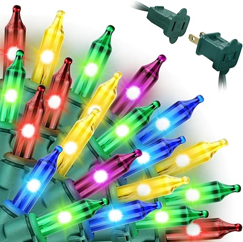 Mini tira de luces de Navidad de colores enchufables, 200 unidades de 40 pies, mini luces LED multicolor, decoraciones de Navidad impermeables para