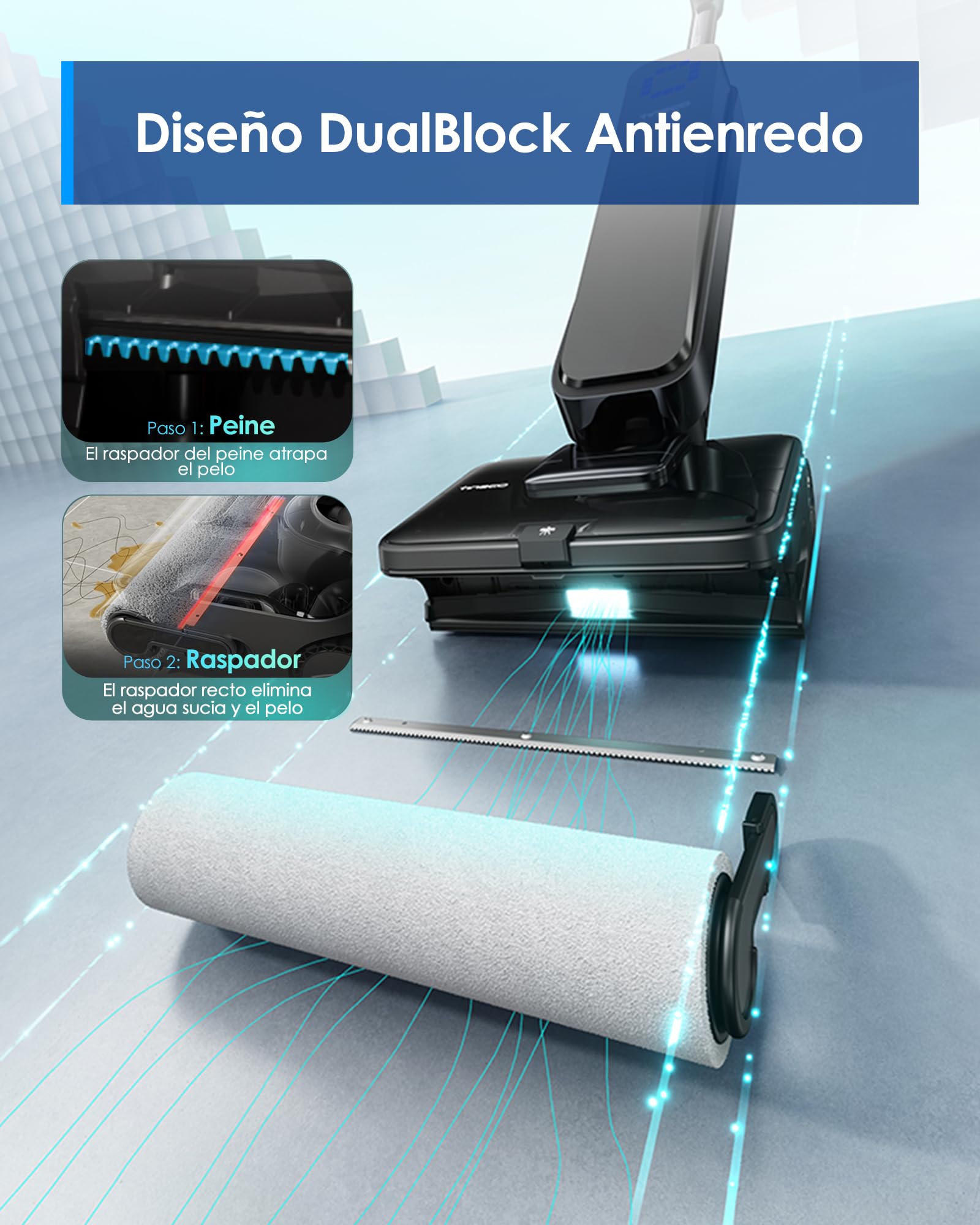 Tineco Floor One S9 Scientist Aspiradora y Fregona, HydroBurst, SmoothDrive | 80min de autonomía, FlashDry 85℃, 180° Lay-Flat, SmoothDrive 360°, Diseño Antienredos, Carga Rápida 2A, Raspador StreakFree