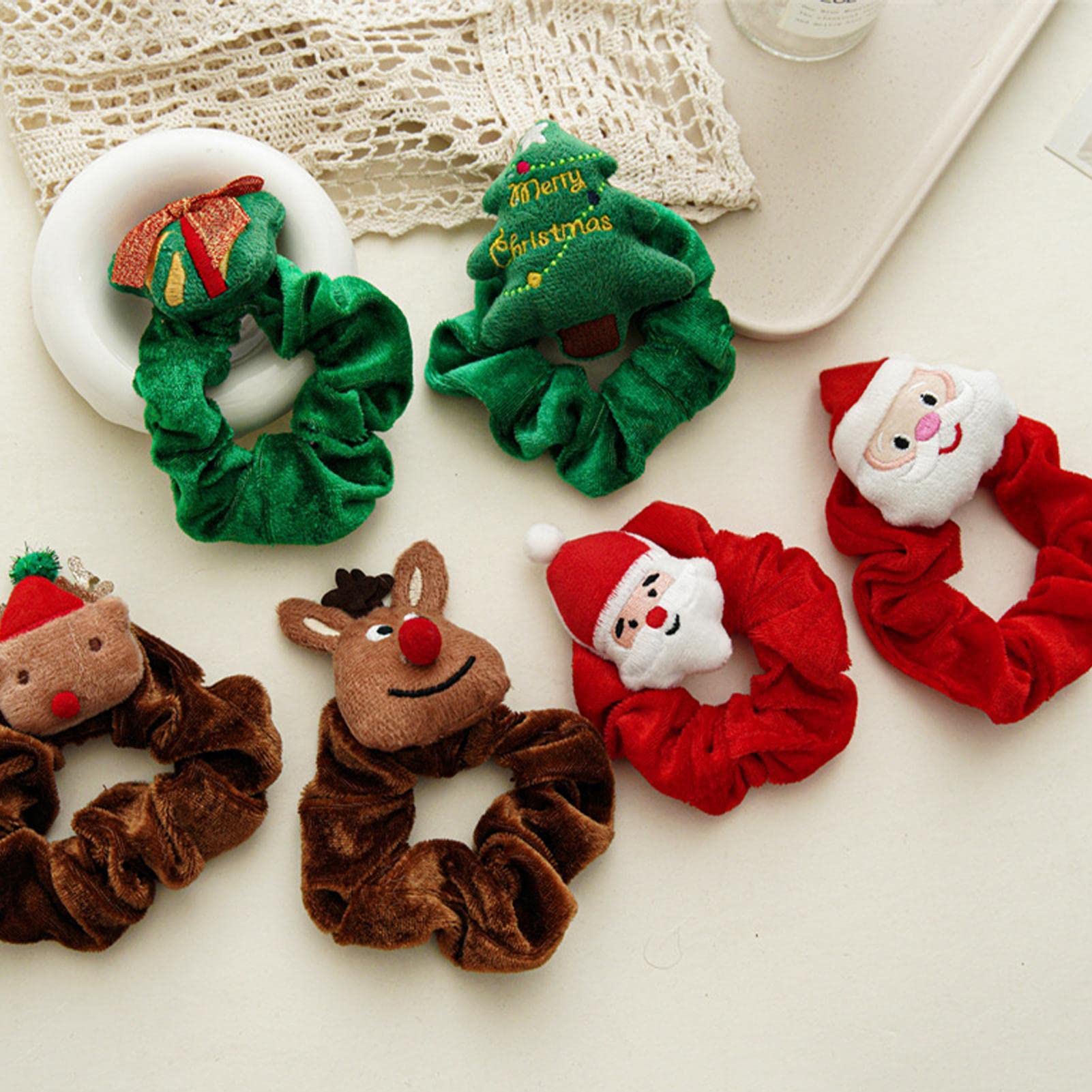 Amazon.co.jp: ヘアゴム クリスマステーマ ヘアバンド お団子グッズ 6