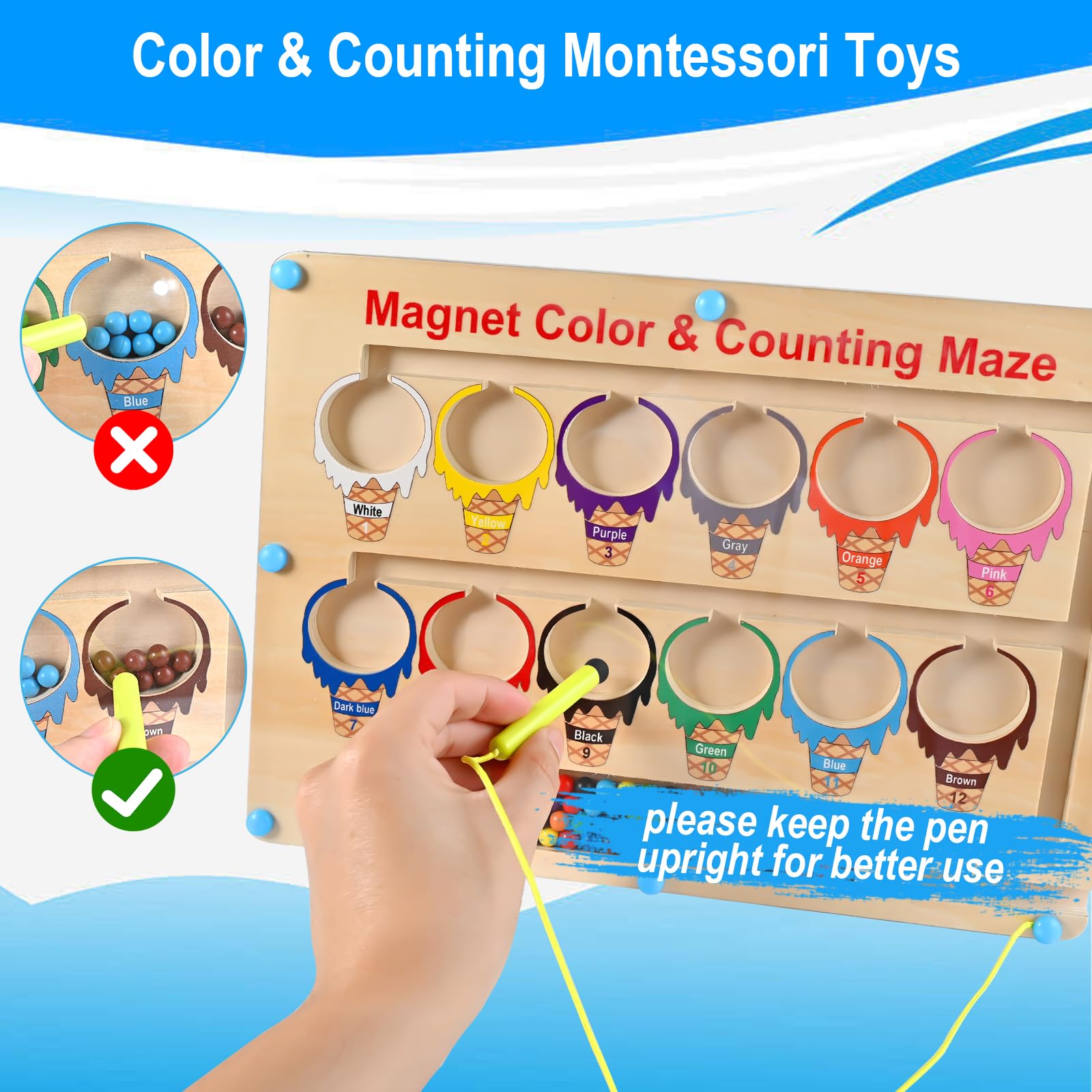 Wooderma Juguetes Niños 2 3 4 5 Años, Juguetes Montessori Laberinto Magnetico de Colores y Números con Caja Regalo, Niña y Niño, Juegos Educativos Niños o Brinquedos 2 3 4 5 Años