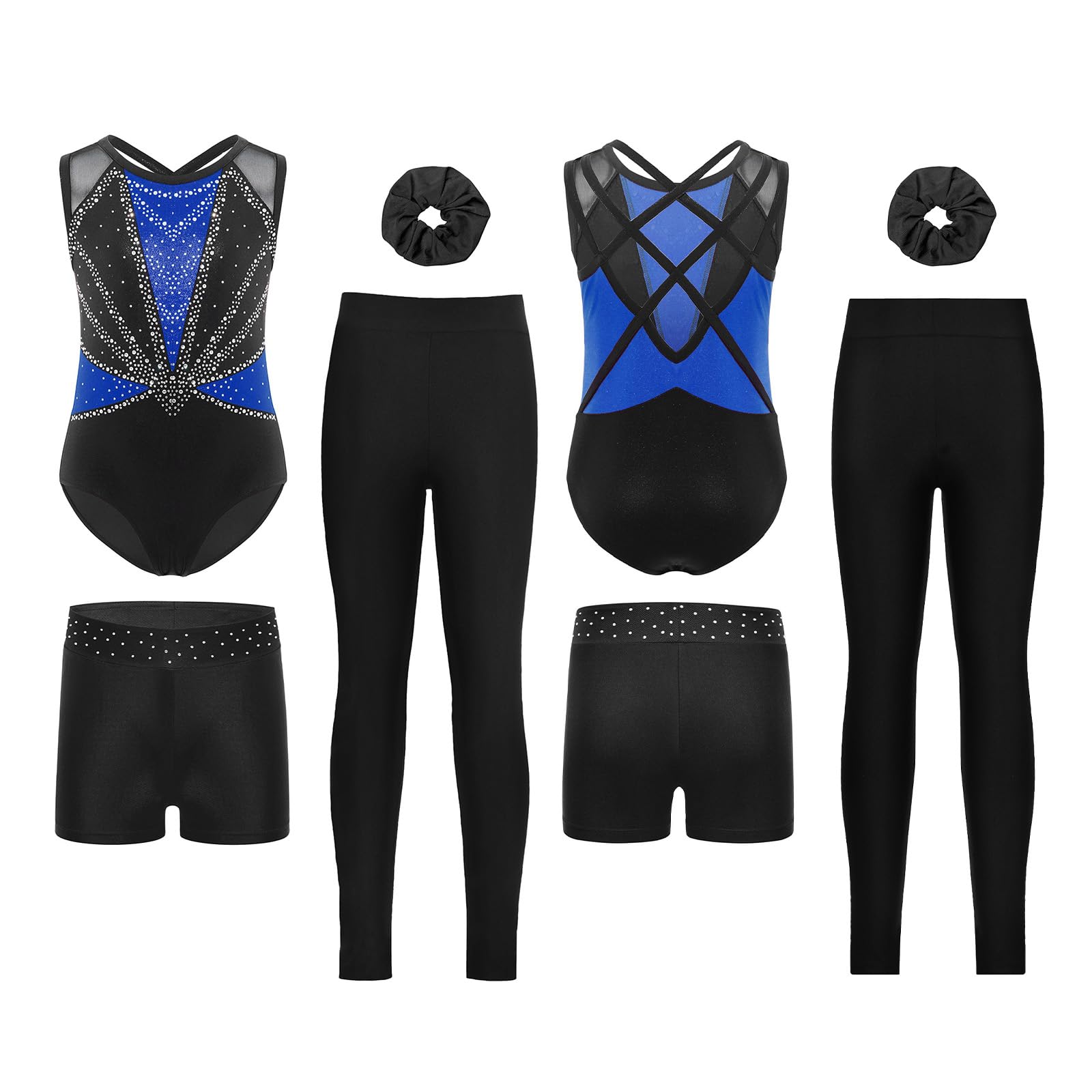Vxuxlje Bambini Body Ginnastica Ritmica Bambine Con Shorts Tuta Intera Da Pattinaggio Artistico Ragazze Body Danza Classica Danza Classica Blu 13-14 anni