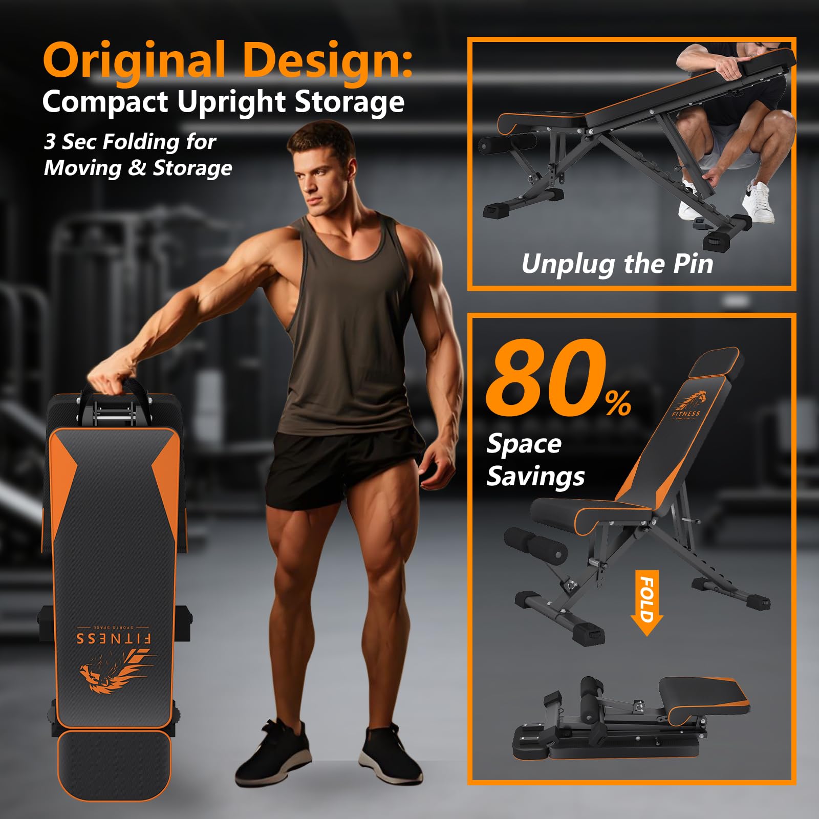 Dskeuzeew Banc de Musculation Pliable Réglable, 400KG Charge Max,Dossier 7 Positions Appui-tête Réglable, l'entraînement, pour Maison & Gym