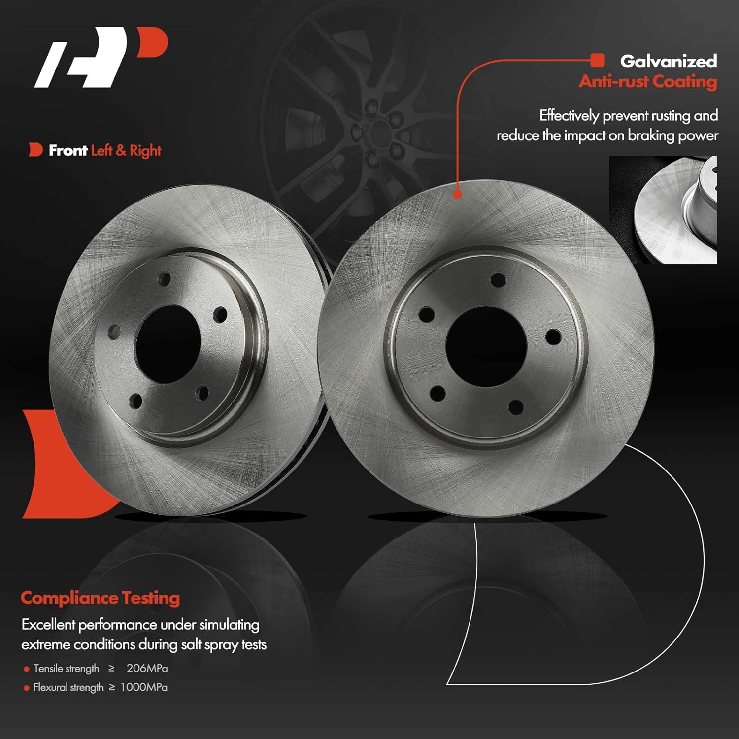 A-Premium 11.42 inch (290mm) Front Vented Disc Brake Rotors Compatible with Select Nissan and Infiniti Models - Quest 2004-2009 2011-2017, M45 2003-2004, Q45 2002-2006, 2-PC Set