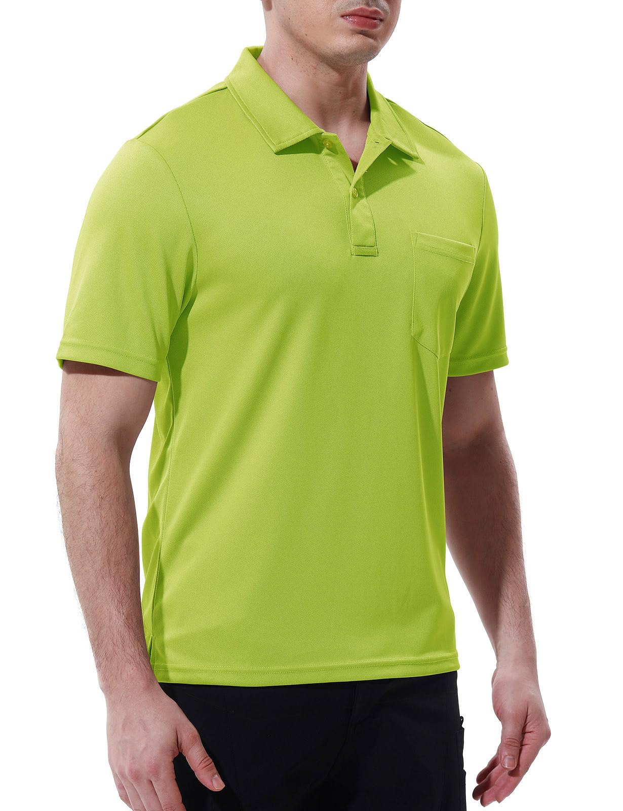 Rdruko Polo de manga corta para hombre con bolsillo en el pecho, camiseta de verano, polo de golf, corte ajustado para hombres