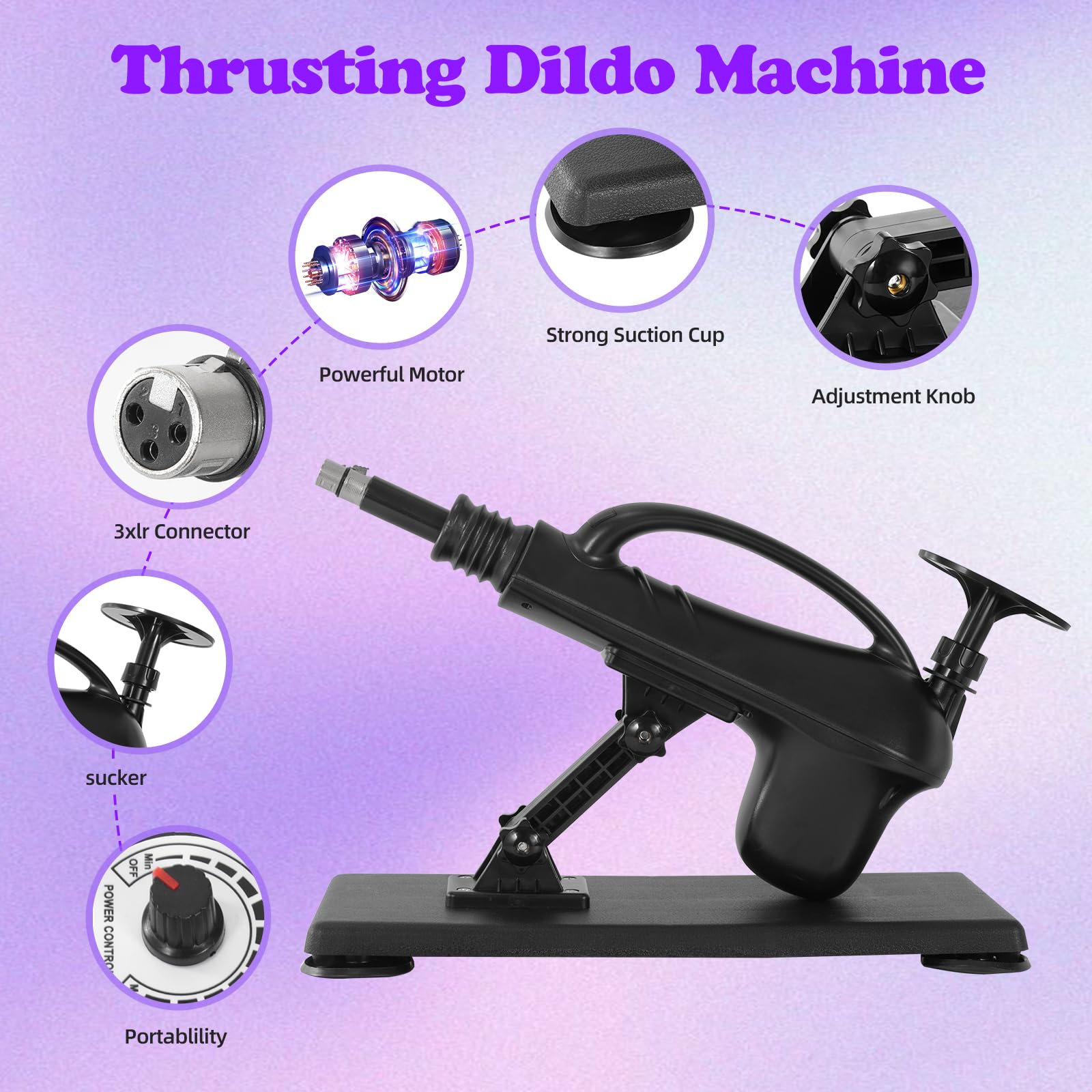 Macchina sessuale - Dildo vibrante e riscaldante, ventosa in dotazione, spinta automatica per G - spot e anali, giochetto adulto connettori 3XLR