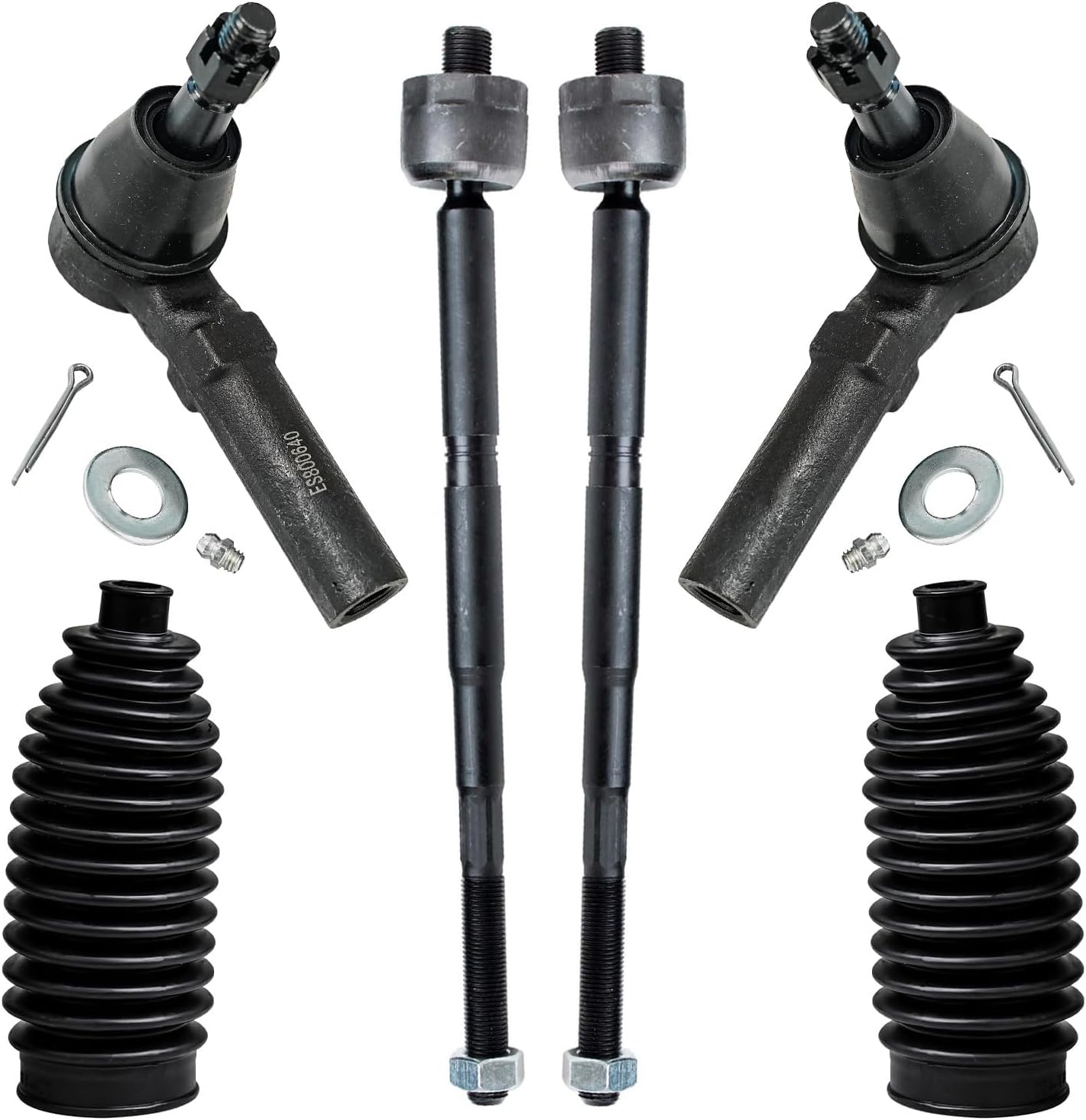 Detroit Axle - 2.4L Front Tie Rods Kit for 2010-2017 Chevrolet Equinox GMC Terrain, 2011 2012 2013 2014 2015 2016, 4 Inner & Outer Tie Rods, 2 Boots, Replacement