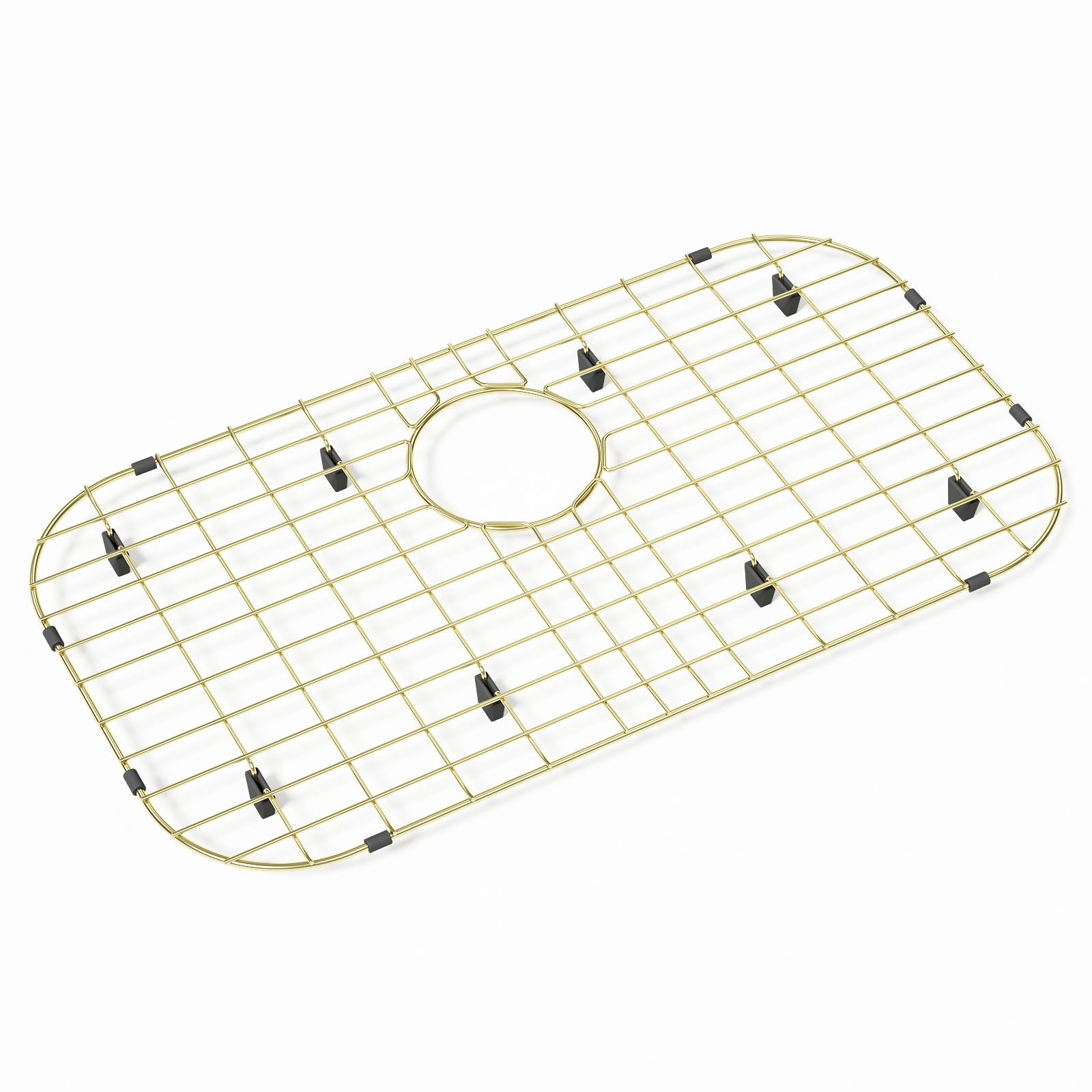 26" x 14" Gold Sink Grid Sink Protector, Stainless Steel Sink Protector for Kitchen Sink, Sink Protector with Rubber Feet&Sink Strainer, Kitchen Sink Rack for Bottom of Sink with Rear Hole
