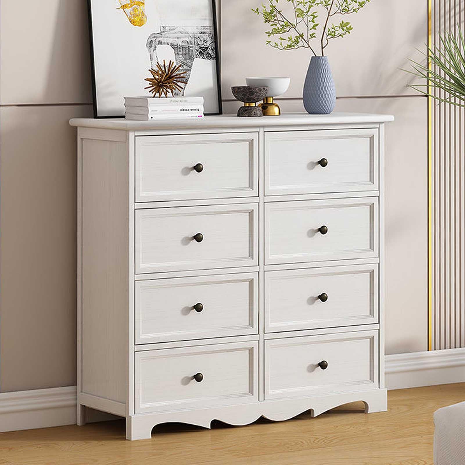 SMUG Comò 8 Cassetti In Tessuto Grigio - Mobile TV/Organizer Con Piano In Legno, Struttura In Metallo, 80x30x92.5 Cm - 3
