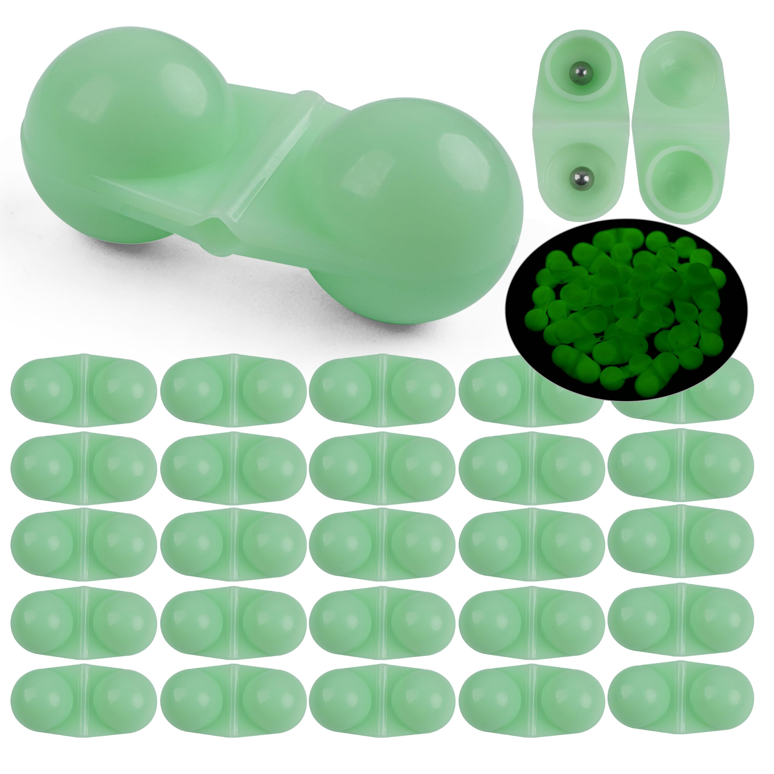 JOGFFDE 25pcs Fishing Double Rattle Beads Catfish Rig Rattle Bell Beads Fishing Attractor Bell Beads Accessories for Catfish Striper Bass Pompano