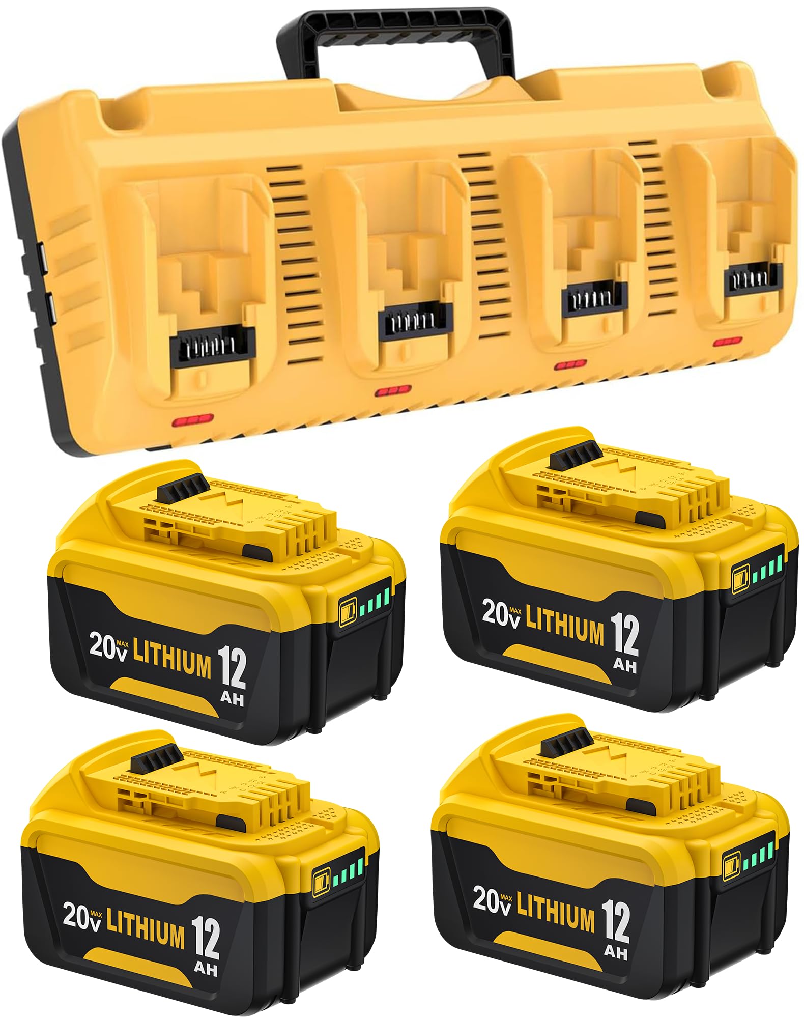 20V MAX 12Ah Lithium-Ion Battery and Charger Kit Replacement for Dewalt