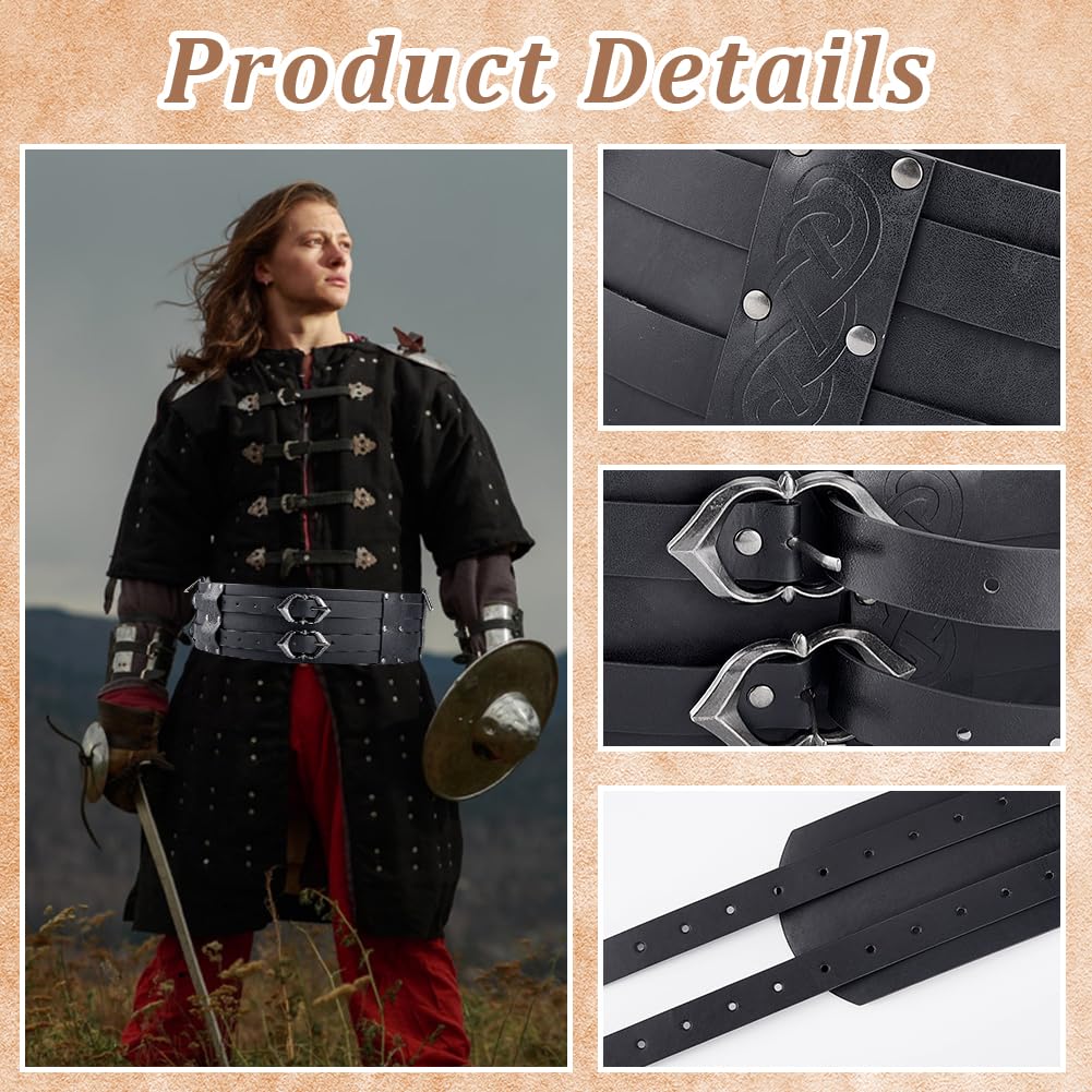 GORGECRAFT Cintura Larga Vichinga In Pelle PU Marrone Scuro - Armatura Medievale A Rilievo, Regolabile Per Uomo E Donna, Ideale Per Costumi LARP E Halloween - 2