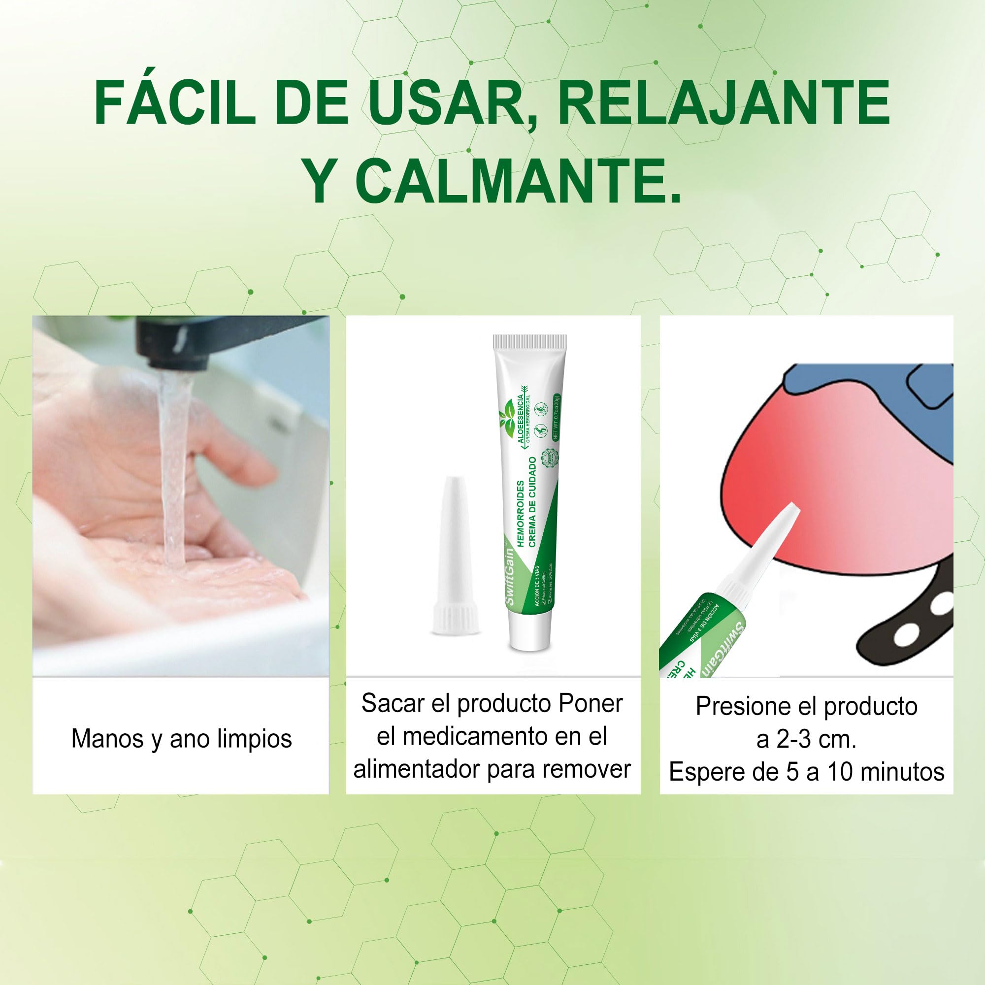 Crema para aliviar las hemorroides, adecuada para aliviar el dolor, la hinchazón, la picazón y el sangrado, protegiendo la piel delicada (20G 1-Pack)