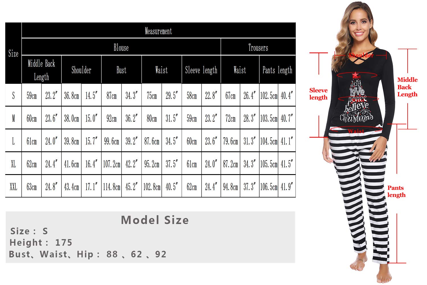 iClosam pijama de Navidad con diseño de familia a juego, pijama de día festivo - Negro - Mujer XX-Large