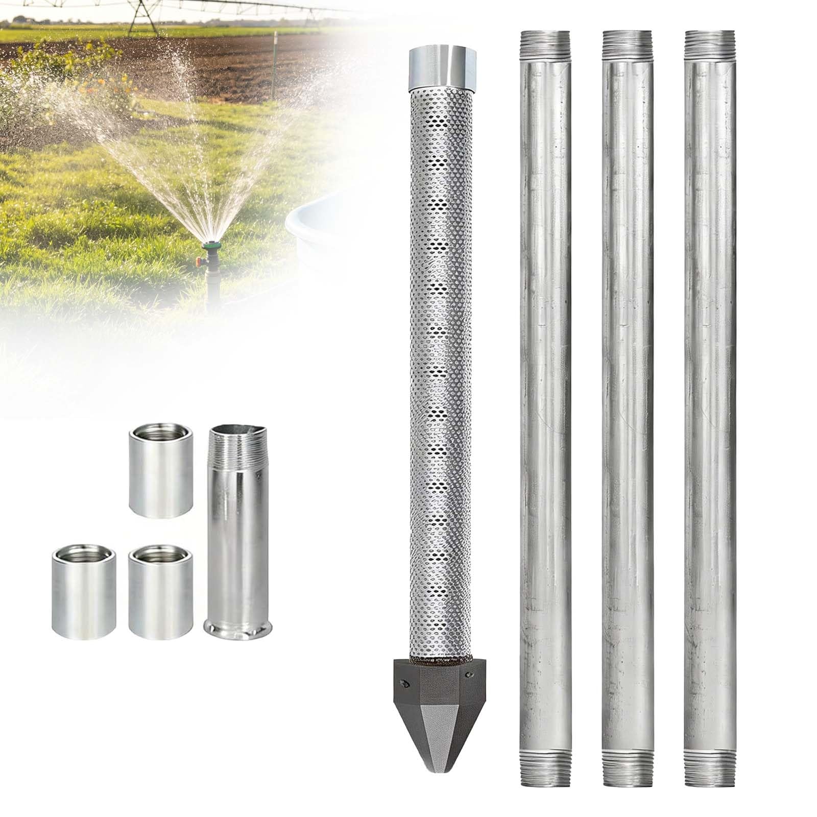 Water Well Drilling Kit, Professional 1-1/4 Inch X 36 Inch Kit-Drive Well Point, Includes Extension Pipes for Shallow Sand Point Well Kit Project, DIY Groundwater Access(1+3 Pipes–4m (13ft))