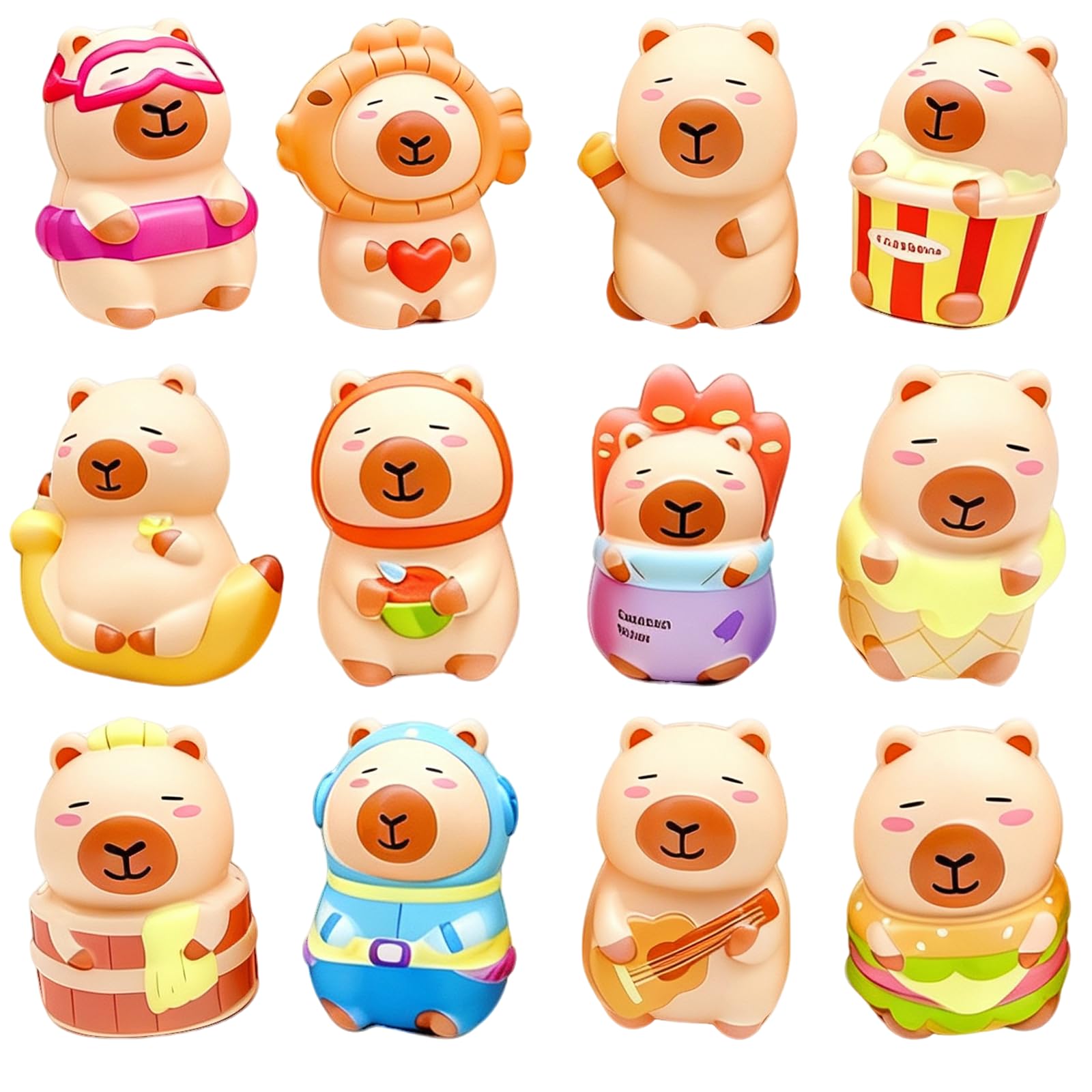 12 Pcs Capybara Squishy, Soft Squishy Animals Set for Emotional Support