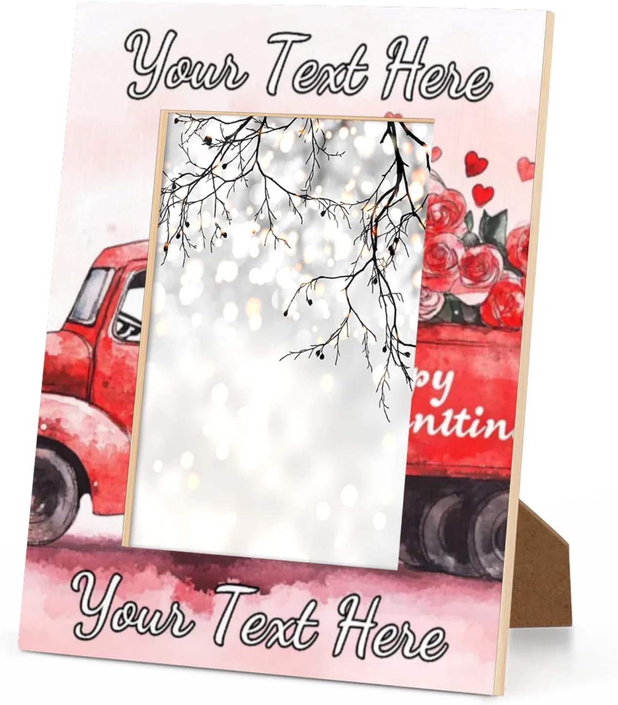 Personalized Picture Frame 4x6 Truck Rose Custom Name Text Photo Frame Fits 4 by 6 Inch Wall and Tabletop Display for Home Decor