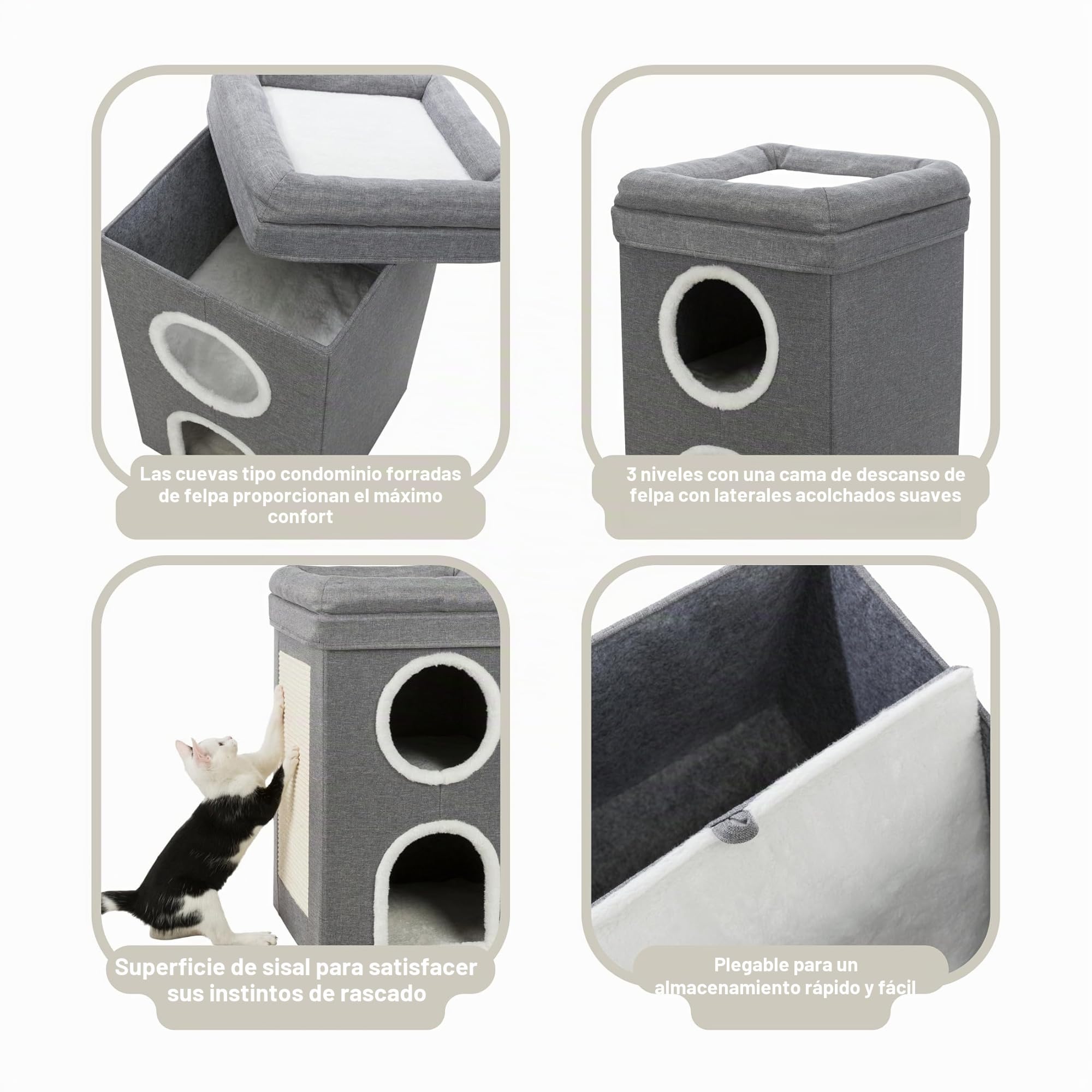 Torre Rascador Saul, 64 cm, Gris