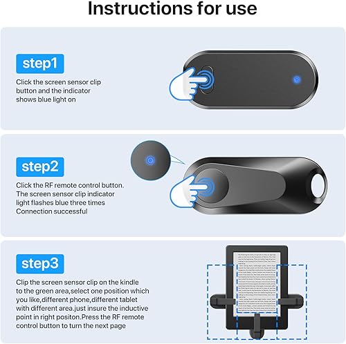 Miniatura 6 de Girador de páginas con control remoto RF para Kindle Paperwhite Oasis eReaders Kobo, grabación de video de cámara, disparadores remotos, girador de