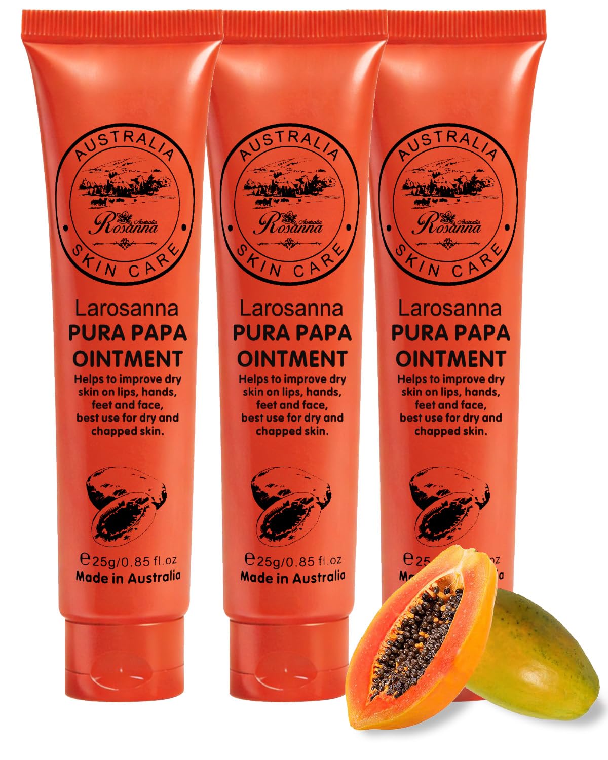 larosanna 3 Pack Papaw Ointment, 25g Each Papaya Cream Imported Directly From Australia
