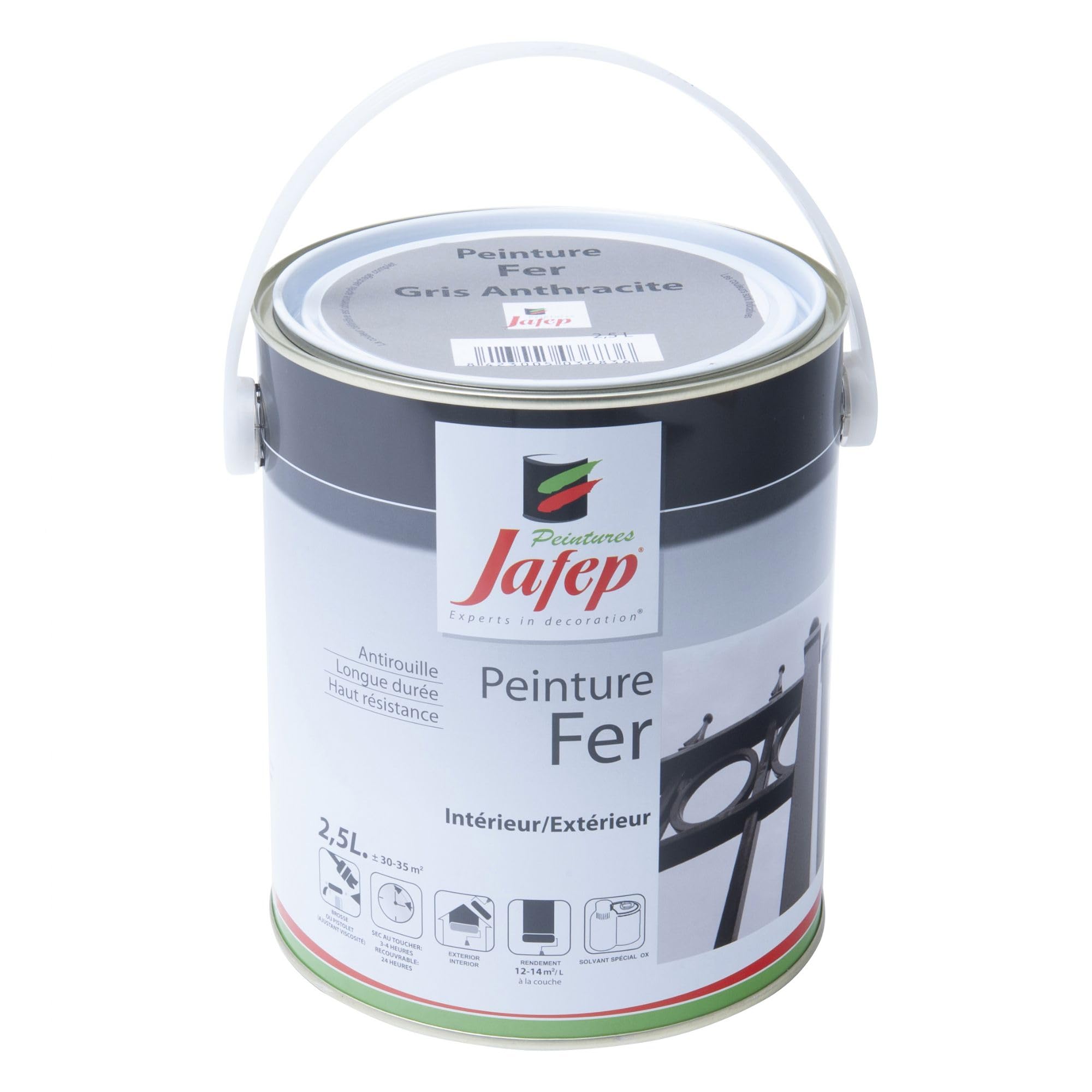 Peinture fer antirouille gris anthracite Jafep barrière anticorrosion pour grilles et portails