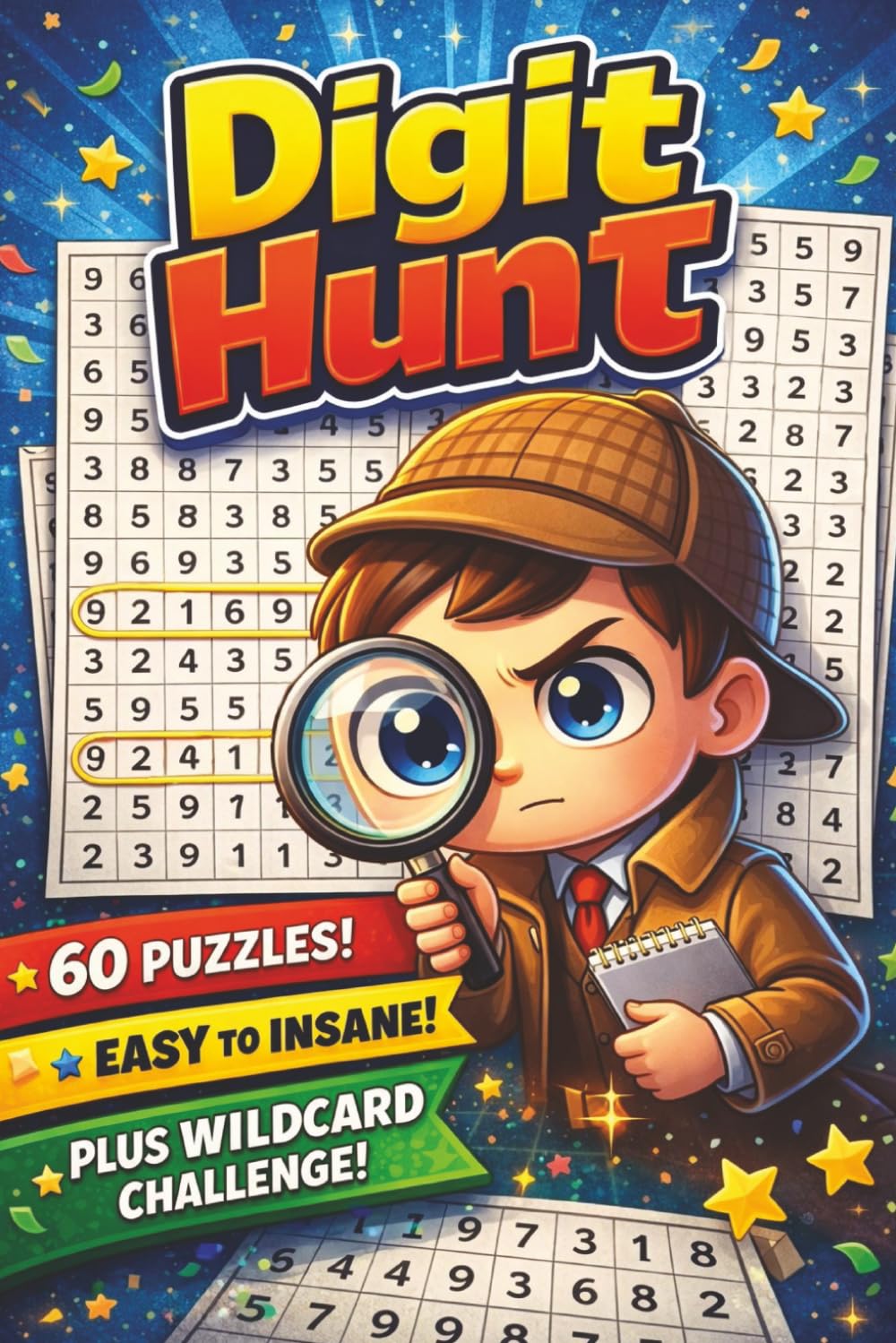 Number Word Search Puzzle Book: 60 Puzzles with 6 Difficulty Levels — Easy to Insane