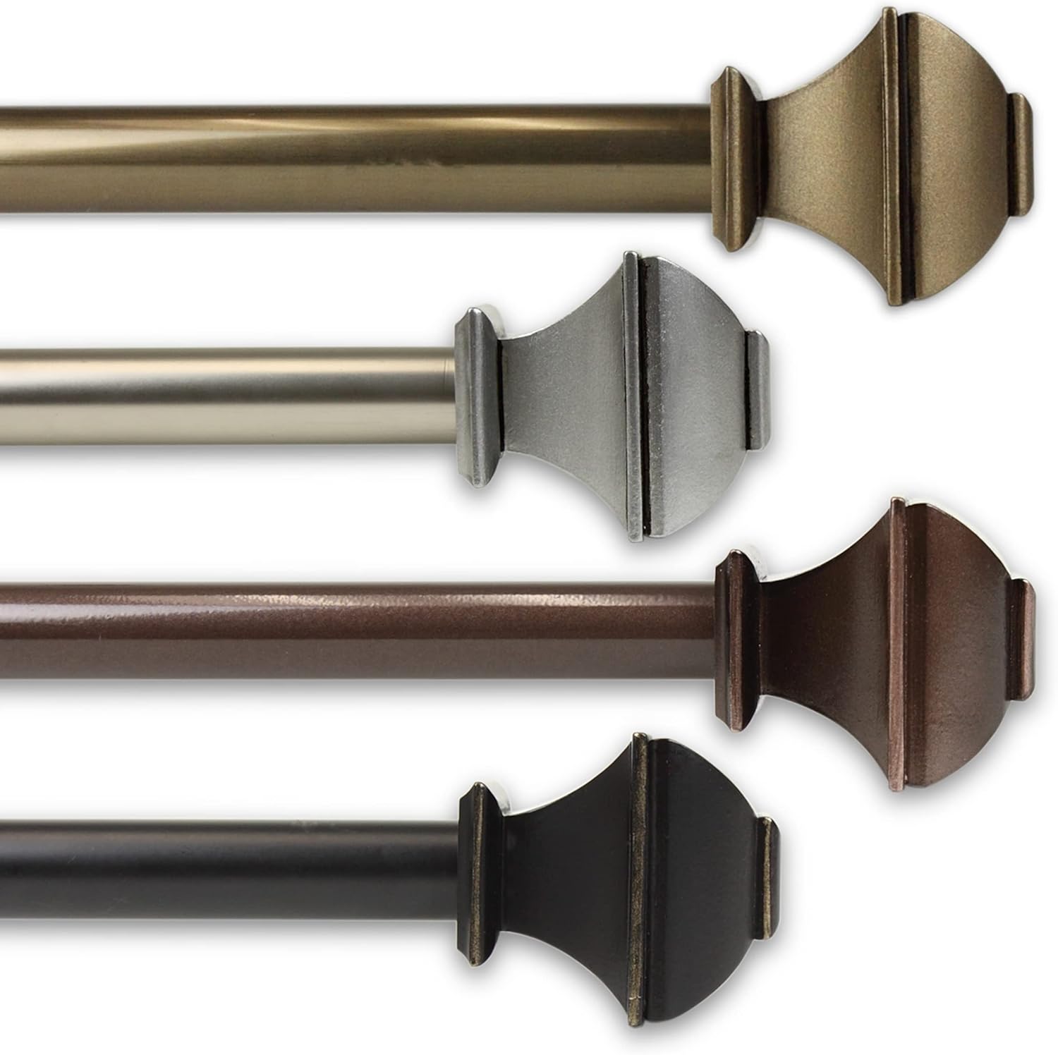 Rod Desyne Marianne 13/16" Single Curtain Rod, 120-170 inch, Satin Nickel 120-170 inch Satin Nickel