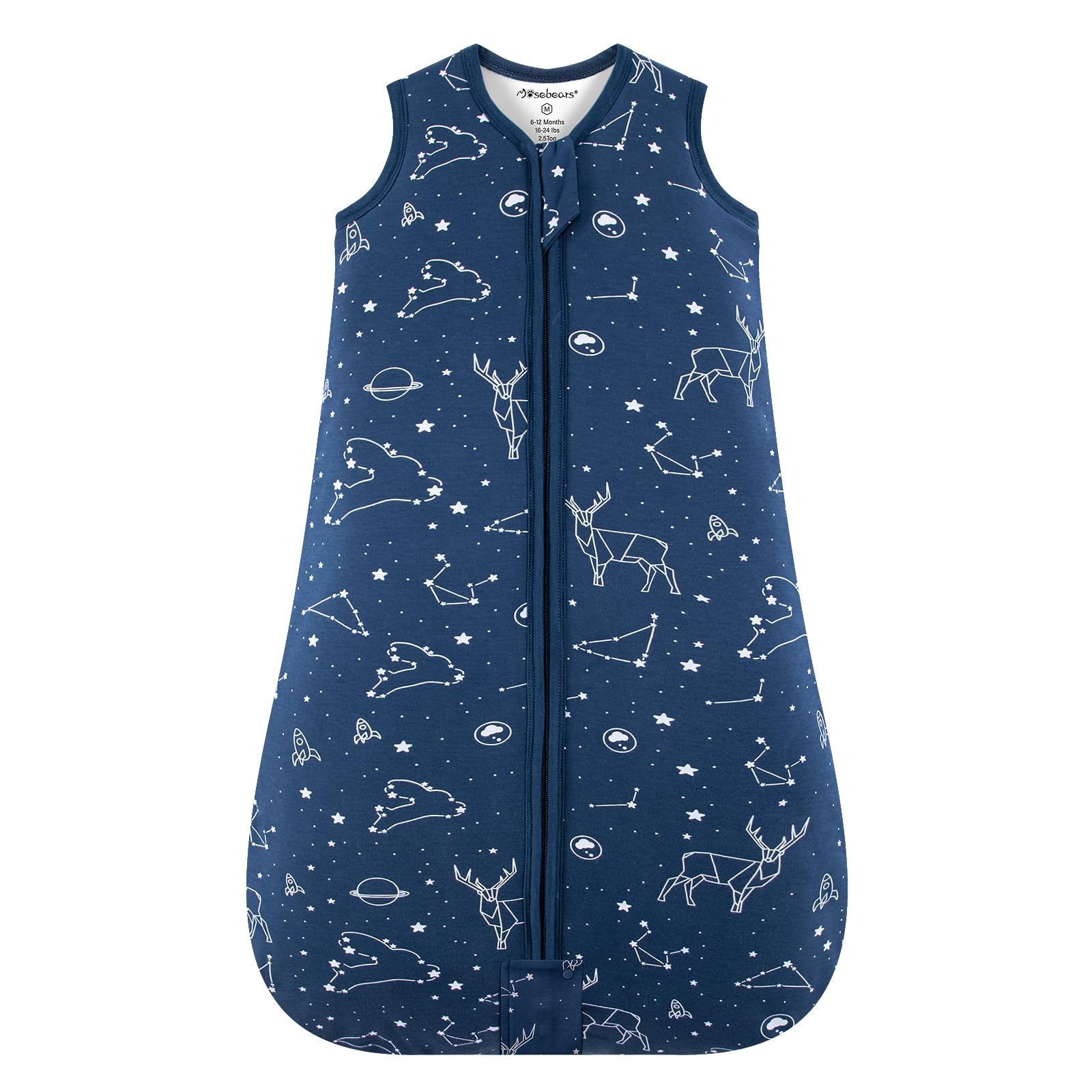 Mosebears Sacco nanna invernale per bambini, 2,5 tog, 100% cotone, per diverse misure dalla nascita all'età di 24 mesi(Navy Blue,0-6 mesi)