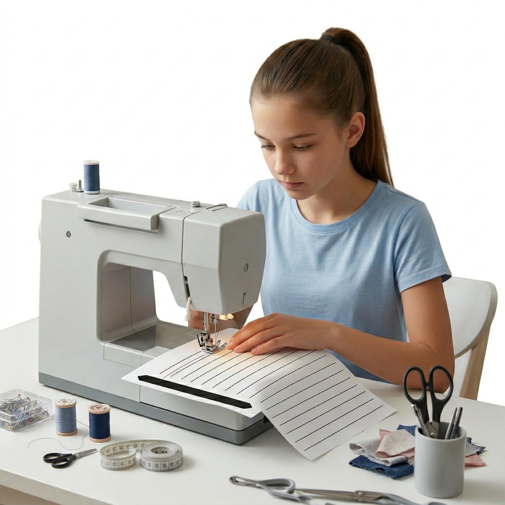 DUXSY Sewing Machine Practice Sheets, A4 Size, Straight, Curved and Wavy Line Stitching Training Paper, Pack of 16-picture-51