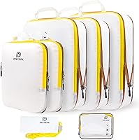 PFEYRPK 7-Piece Lightweight Compression Packing Cubes - Expandable Travel Organizers with Clear Toiletries & Laundry Bag for Carry-On Luggage