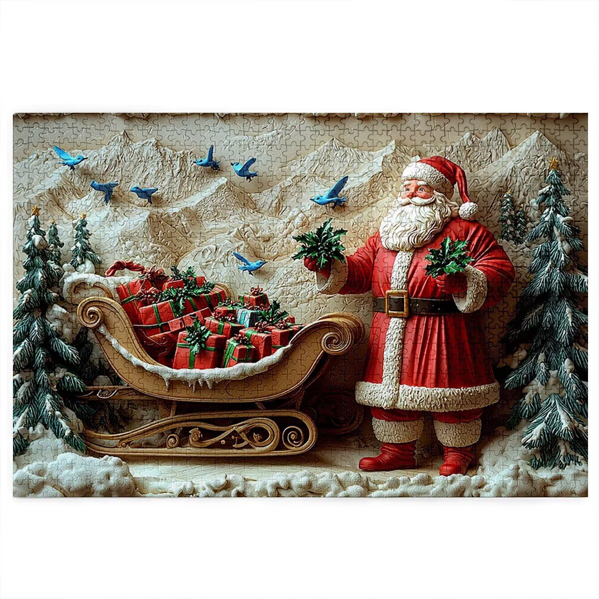 Puzzle 4000 sztuk Boże Narodzenie dla dorosłych, drewniane puzzle dla dorosłych, trudne drewniane łamigłówki, rodzinne gry edukacyjne, łamigłówki z pudełkiem na prezenty dekoracje do domu, prezent dla