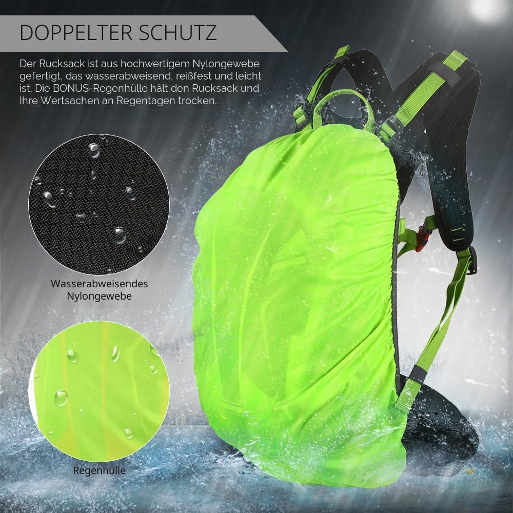 TOM SHOO Fahrradrucksack 20L/30L, Outdoor Rucksack Multifunktionaler Wanderrucksack Skirucksack für Radfahren Reiten Bergsteigen mit Regenschutzkappe und Helmabdeckung