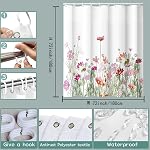 Floral Garden Cosmos Ensemble de Rideaux de douche, Rideau de salle de bains de fleurs 72 x 72 Inch Rideau Douche avec 12 Crochets