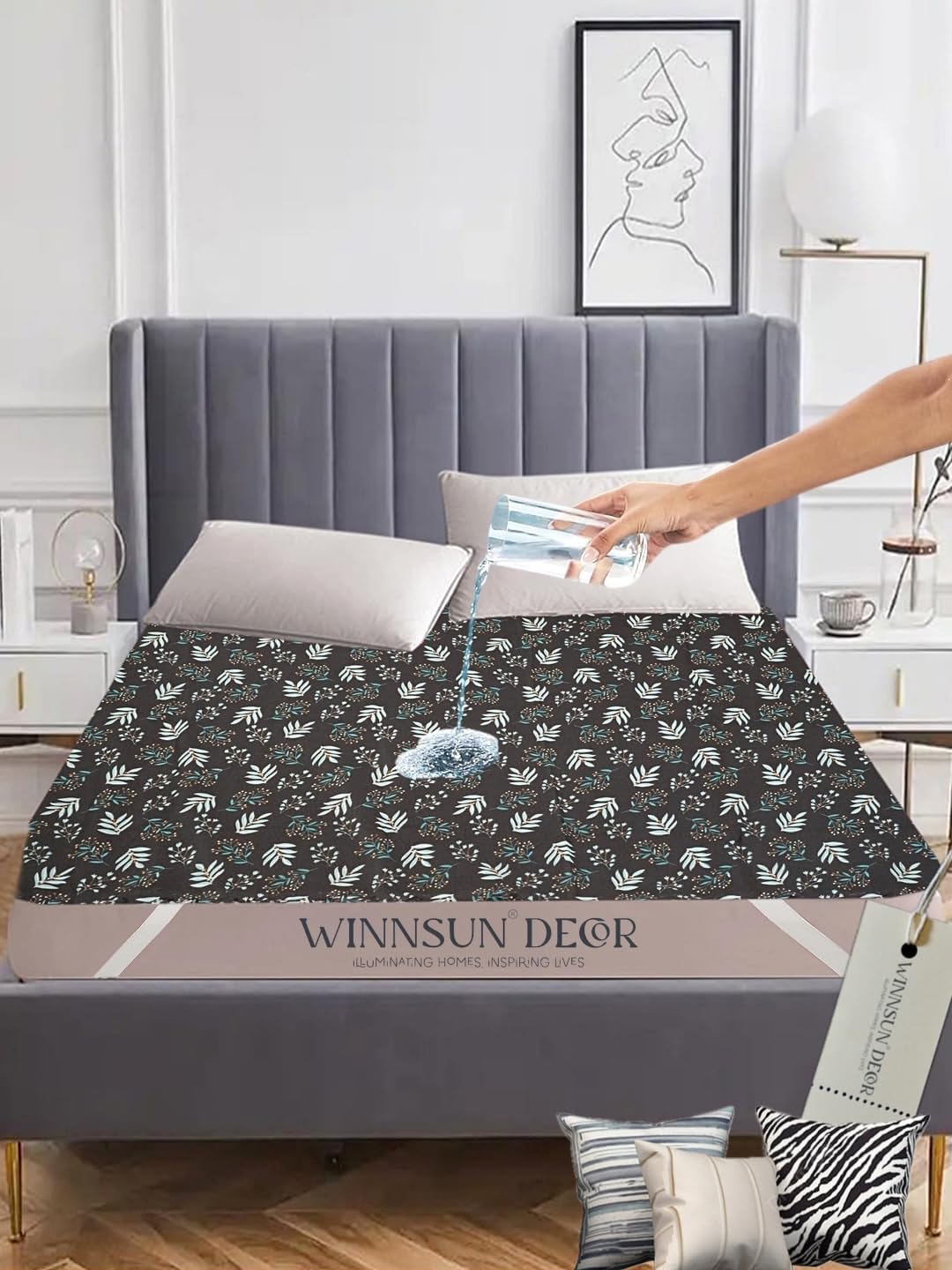 Waterproof Dry Sheet for Bed | Baby & Adult Bed Protector | Quick Dry, Washable, Reusable Urine Sheet for Kids, Newborn & Elderly (Double Bed) (Black)-image-33