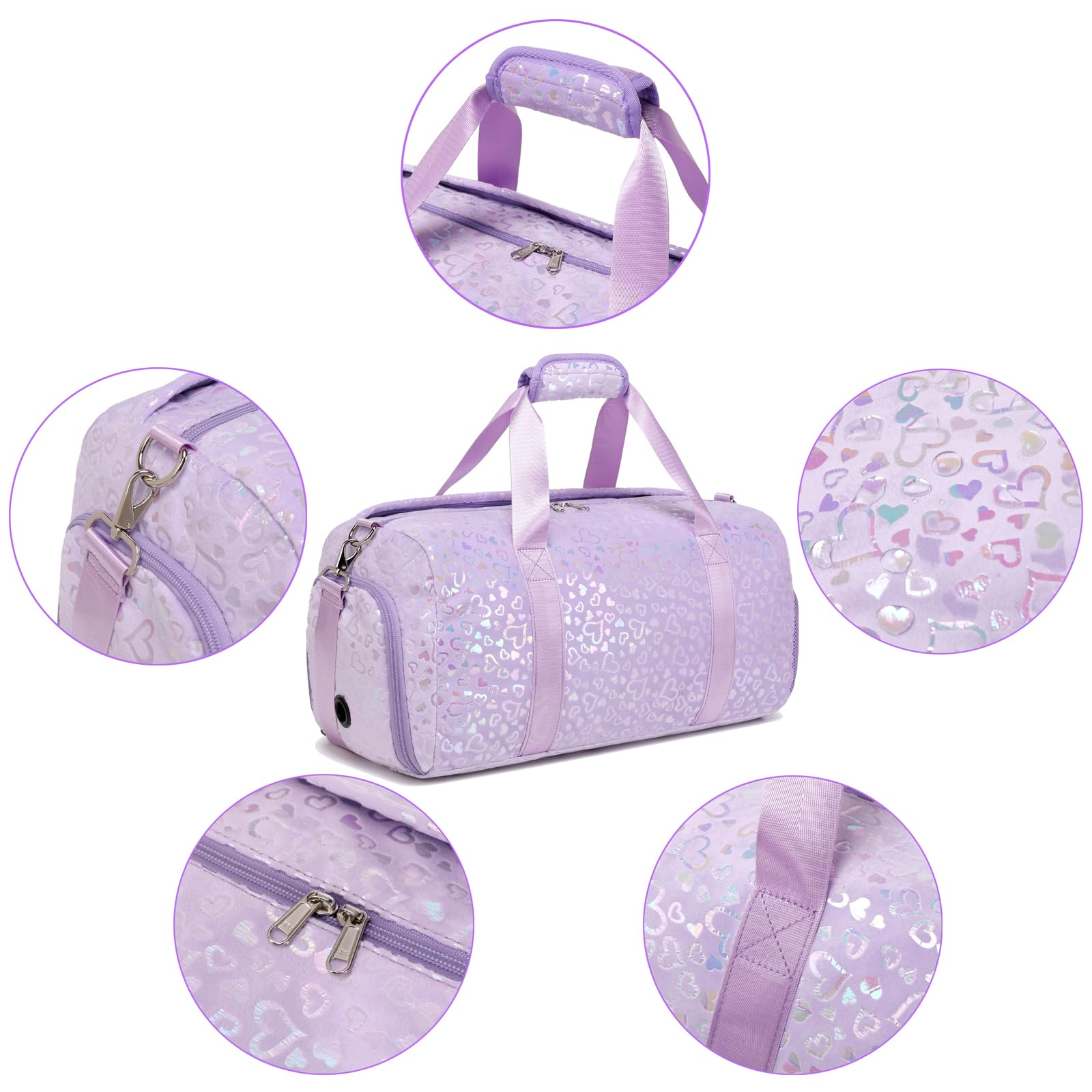 Kimwadalh Sporttasche für Mädchen, Kinder, Tanztasche, Wochenendtasche, Kinder, Reisetasche, Mädchen, Balletttasche, Turnbeutel, Ballerinas