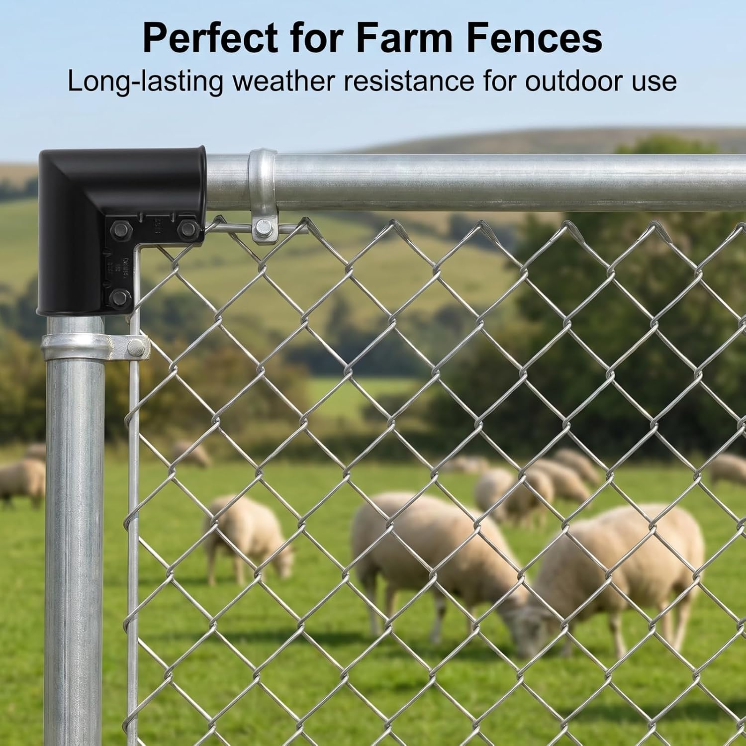 Chain Link Fence Gate Corner 1-3/8 in,Aluminum Black Gate Elbow,8 Pack | 90 degree, chain link fence fittings, for 1-3/8 x 1-3/8 inch outdoor diameter pipe
