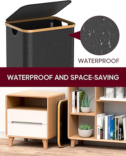 Miniatura 4 de Cesta de lavandería con tapa  Cesta grande para ropa sucia, cesta de ropa sucia, plegable y ahorra espacio (negro)