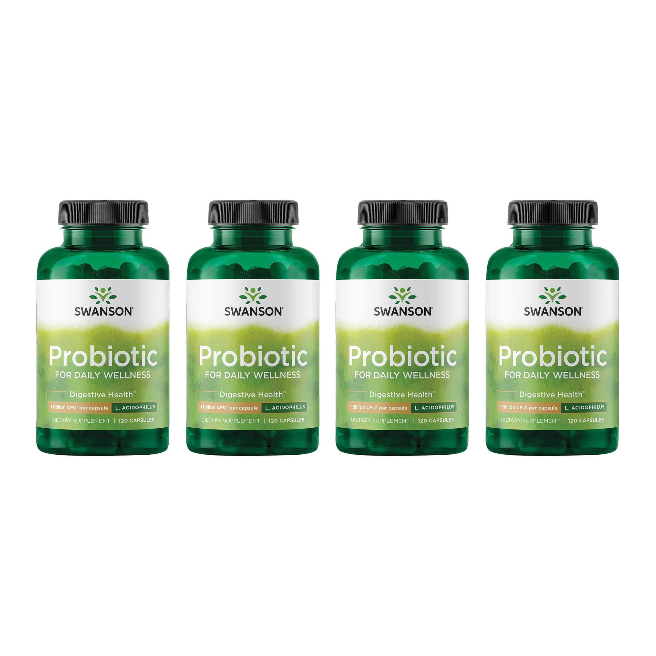 Swanson Probiotic Digestive Health, 1 Billion CFU, 120 Caps, 4 Pk 120 Count (Pack of 4)