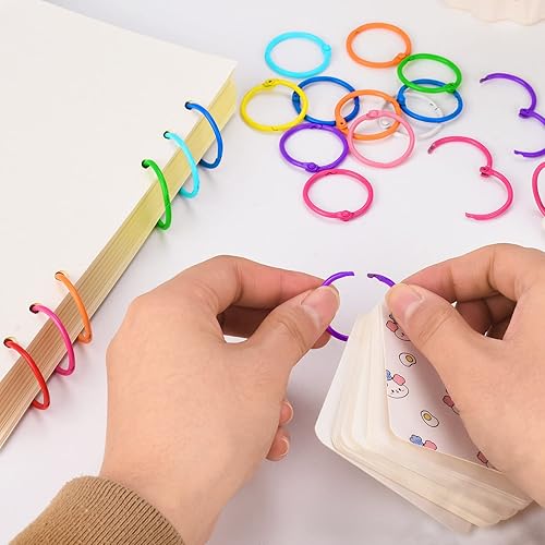 Miniatura 4 de 120 anillos para carpeta de hojas sueltas, coloridos anillos de metal para libros, anillos para tarjetas flash, anillos resistentes de color